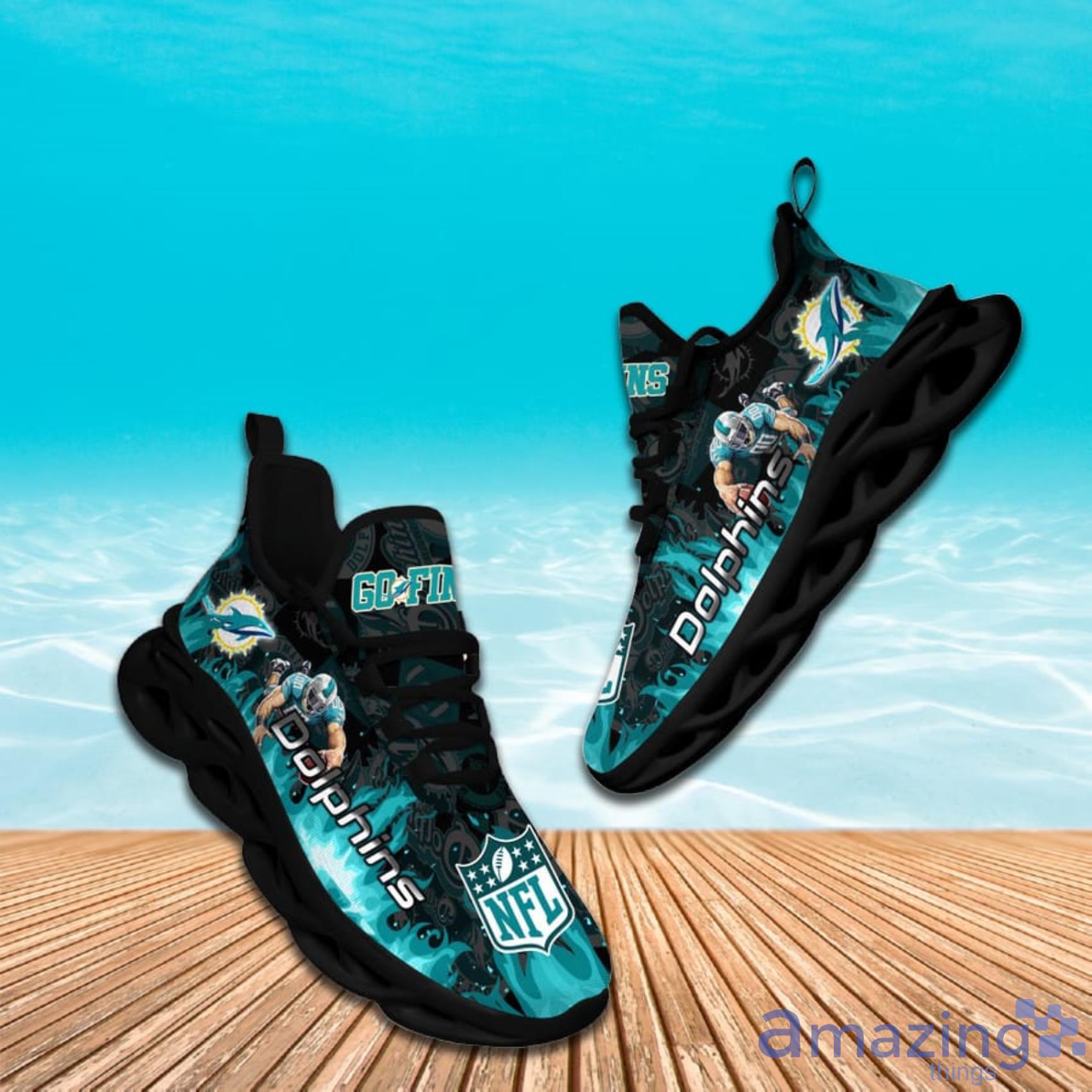 Miami Dolphins NFL Fire Flame Pattern Max Soul Shoes Gift For Fans Product Photo 1