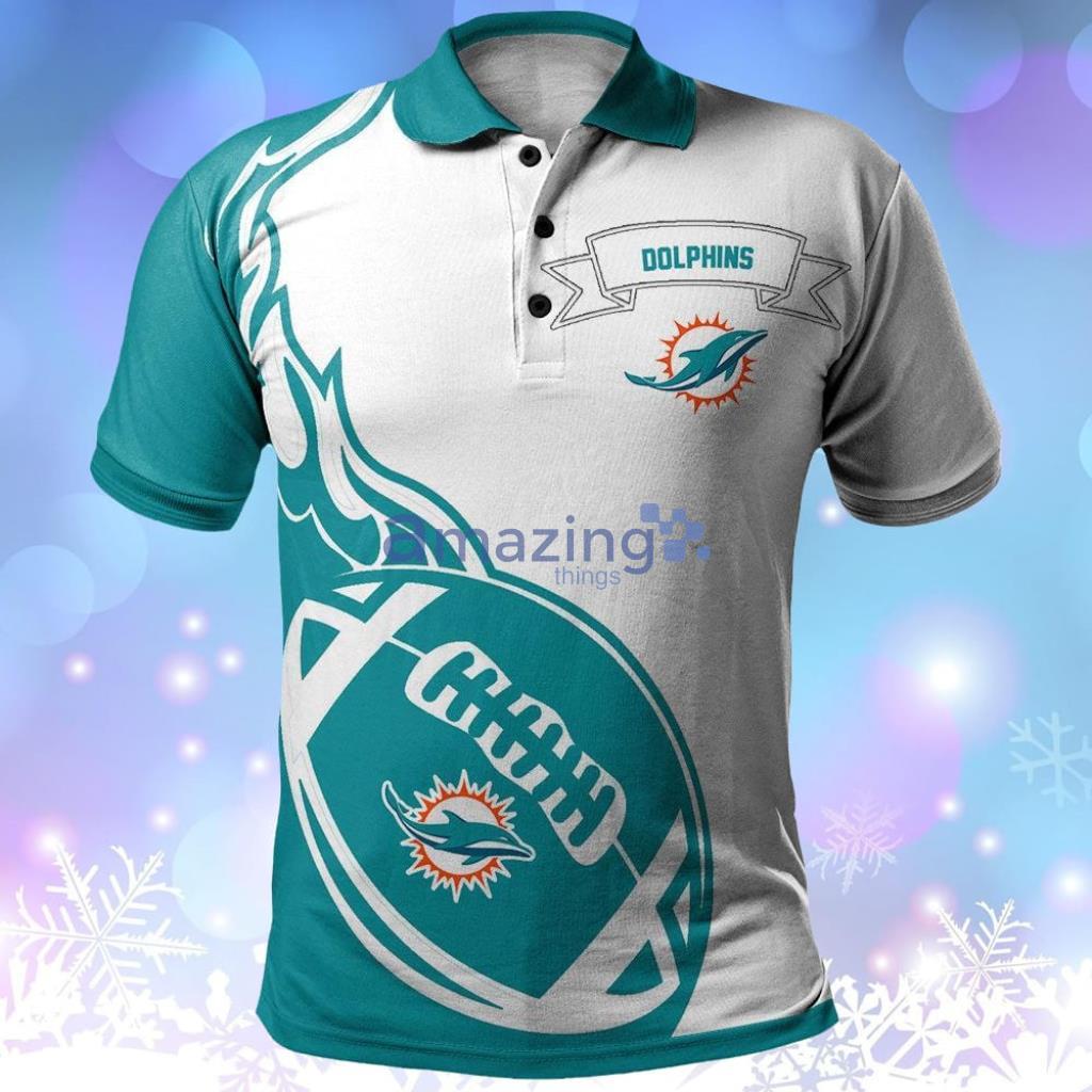 Miami Dolphins Polo Shirt Flame Ball NFL