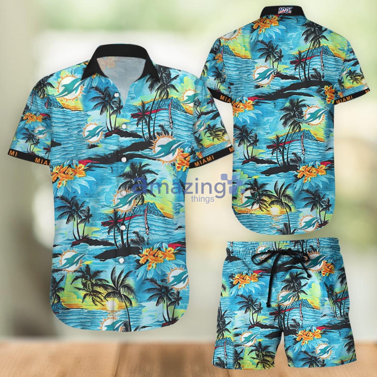 Miami Dolphins Team All Over Printed Hawaiian Shirt And Shorts Product Photo 1
