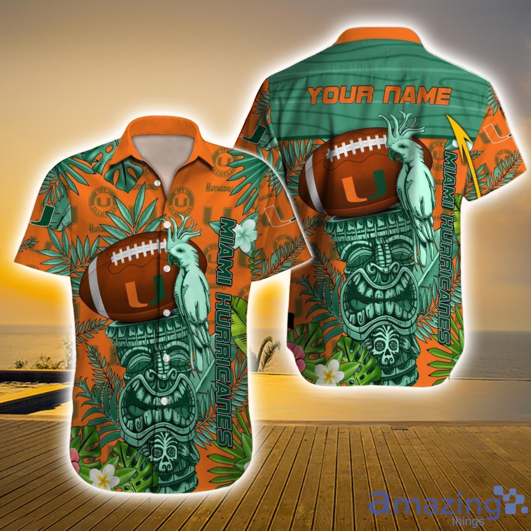 Miami Hurricanes NCAA Hawaii Symbol Custom Name Tropical Full Print Hawaiian Shirt Product Photo 1