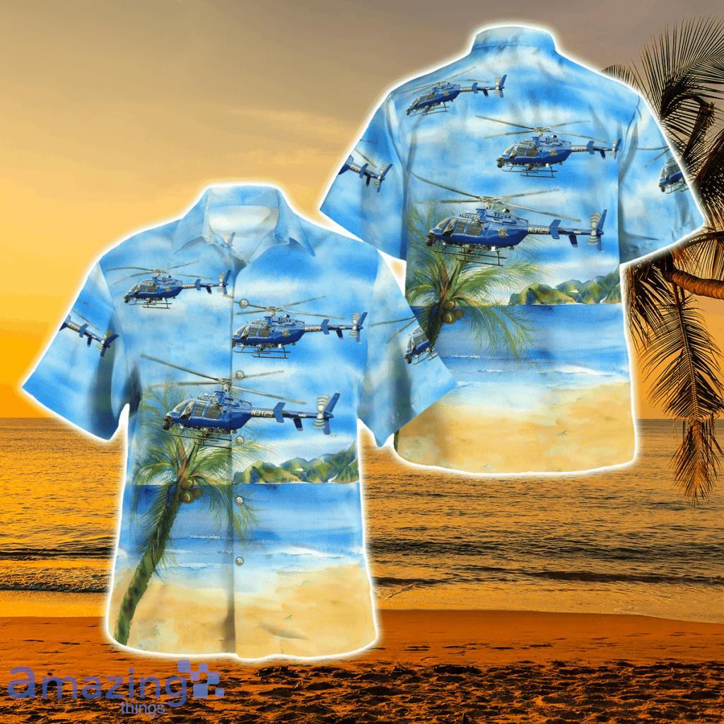 Michigan State Police Bell 407gx Hawaiian Shirt - Michigan State Police Bell 407gx Hawaiian Shirt