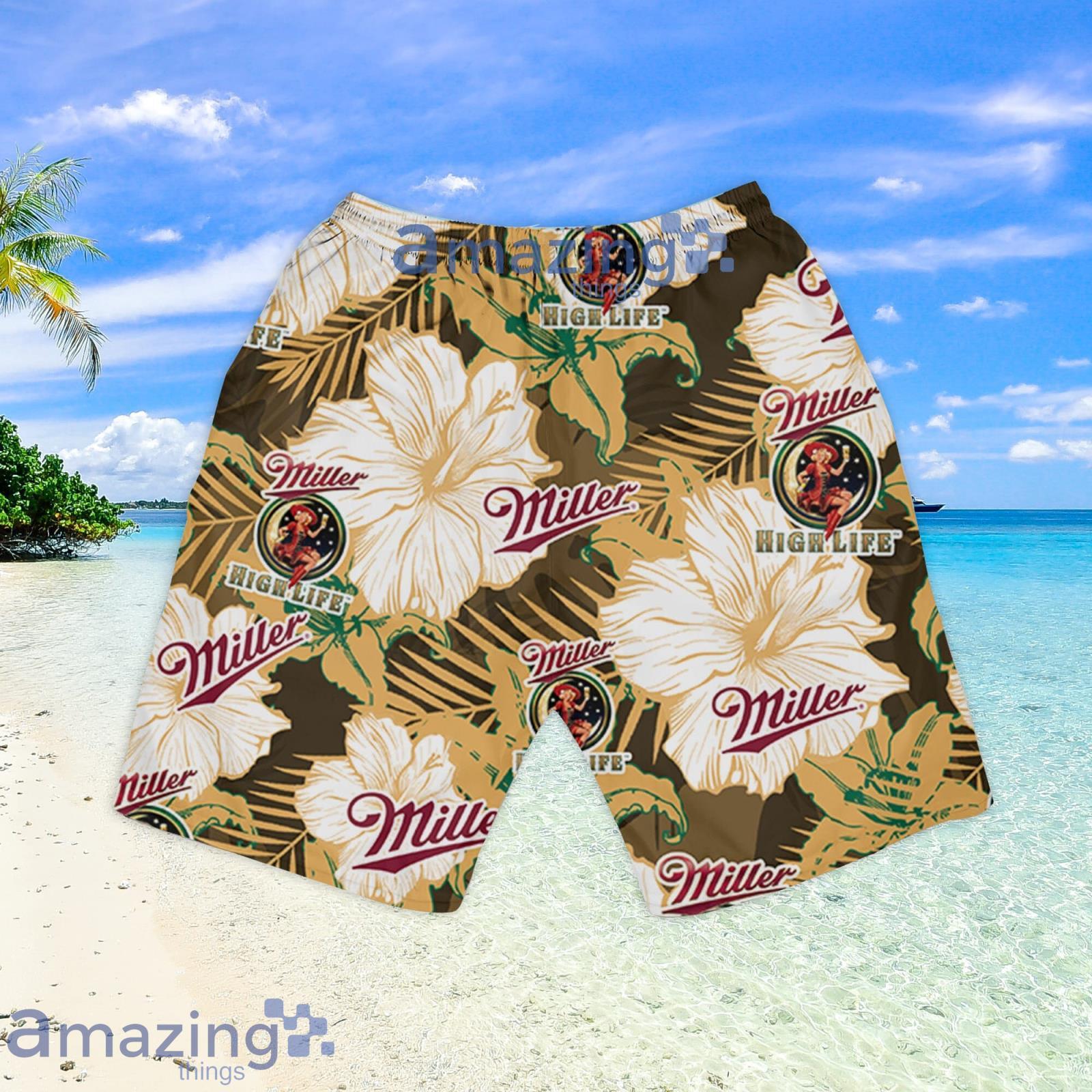 Miller High Life Hawaiian Shirt Floral Pattern Beer Lovers Gift