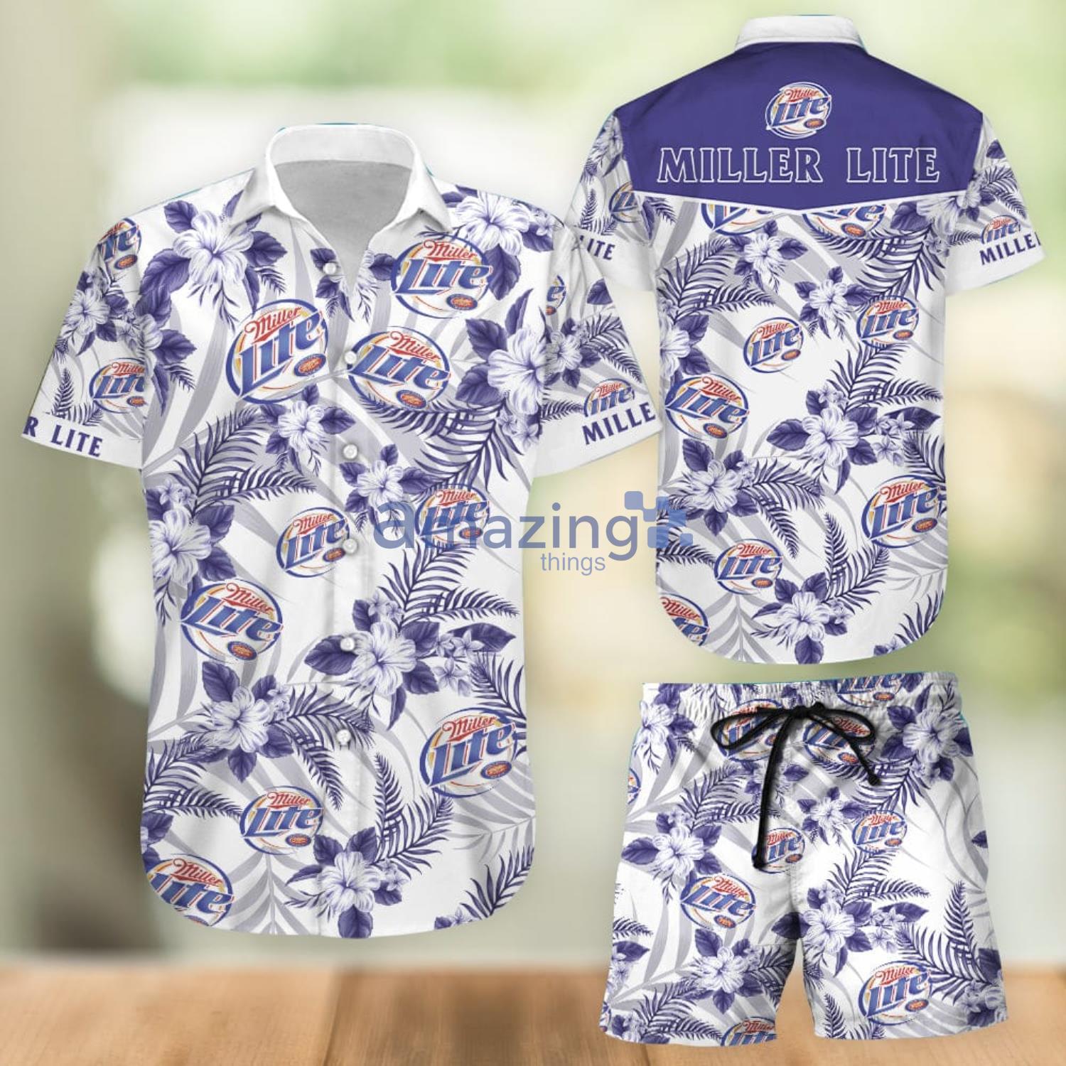 Miller Lite Aloha Combo Hawaiian Shirt And Shorts Gift For Summer Vacation Product Photo 1