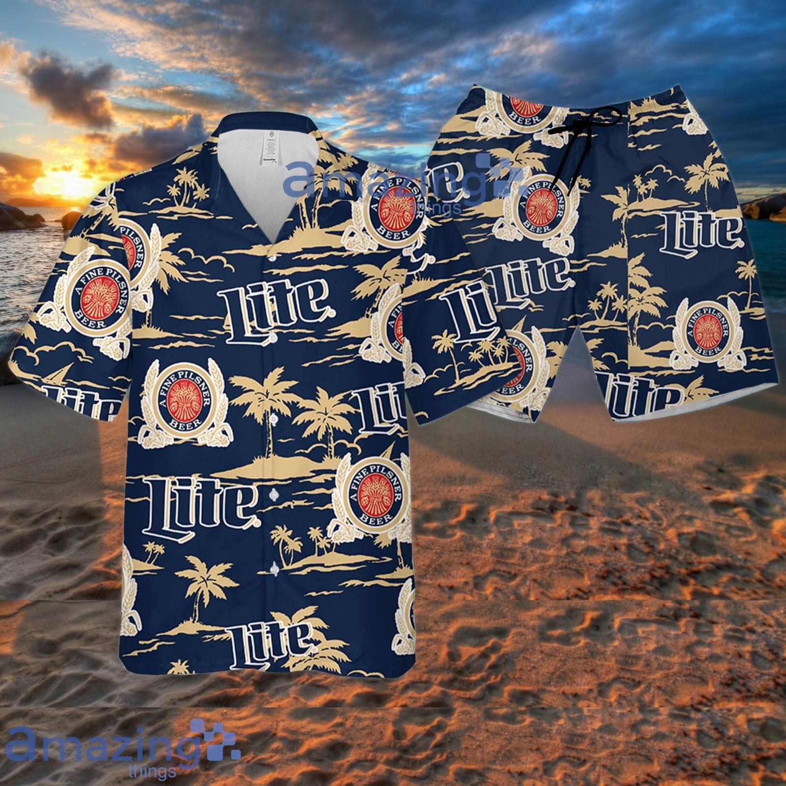 Miller Lite Beach Pattern Hawaiian Shirt Summer Gift For Beer Lover Product Photo 1