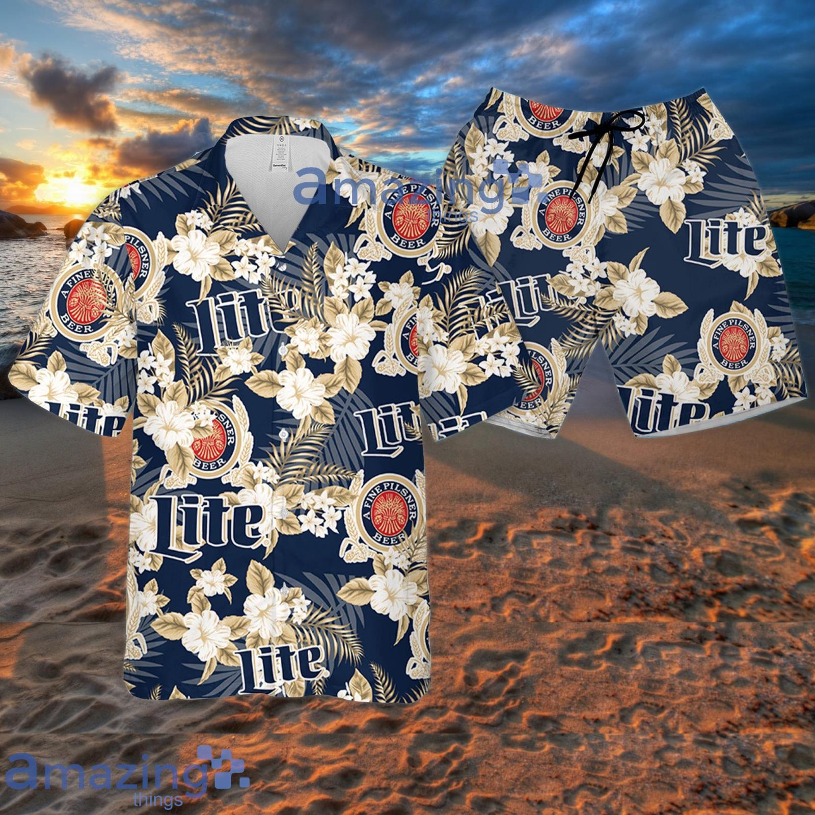 Miller Lite Flowers Pattern Hawaiian Shirt Summer Gift For Beer Lover Product Photo 1