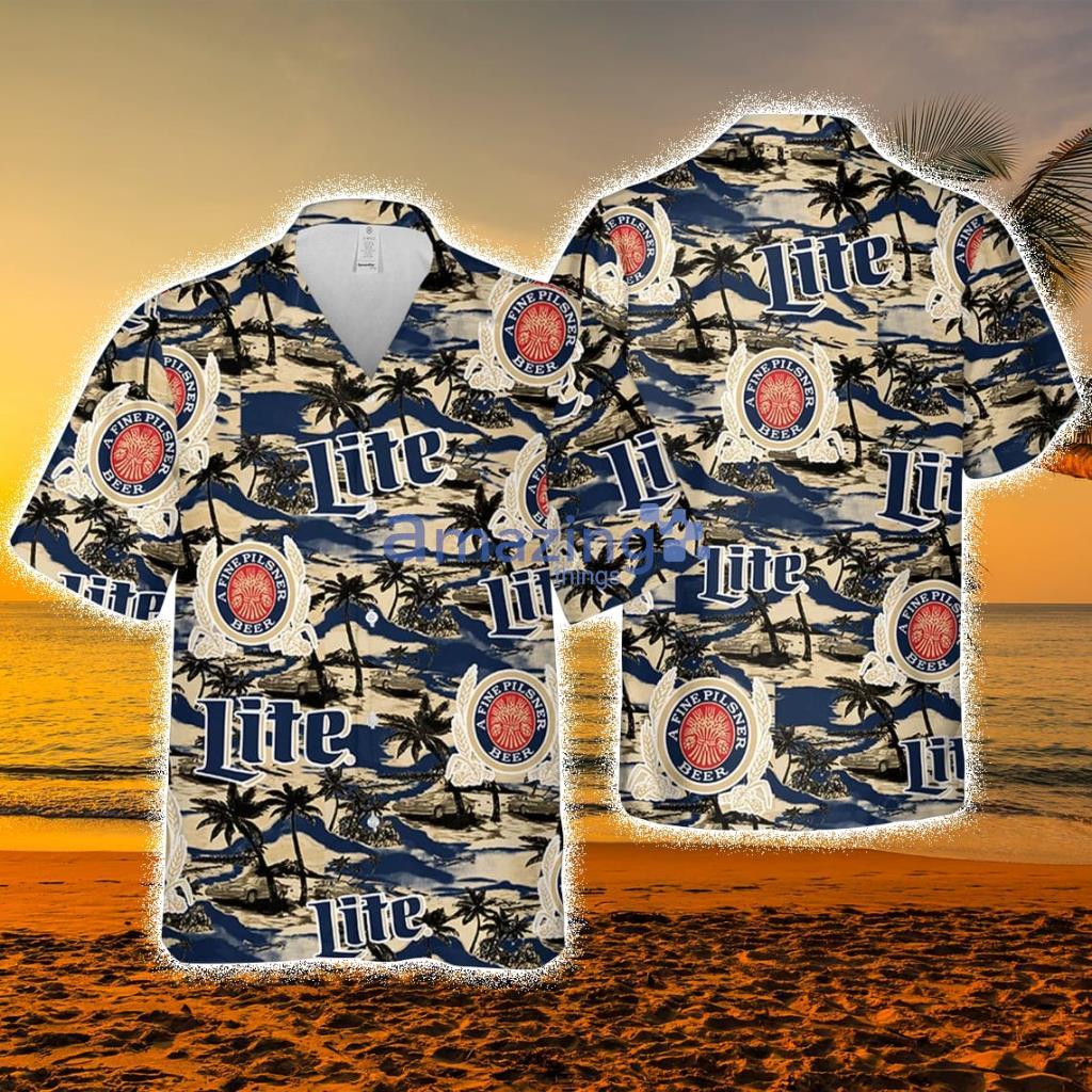 Miller Lite Hawaiian Sea Island Pattern Shirt - Miller Lite Hawaiian Sea Island Pattern Shirt