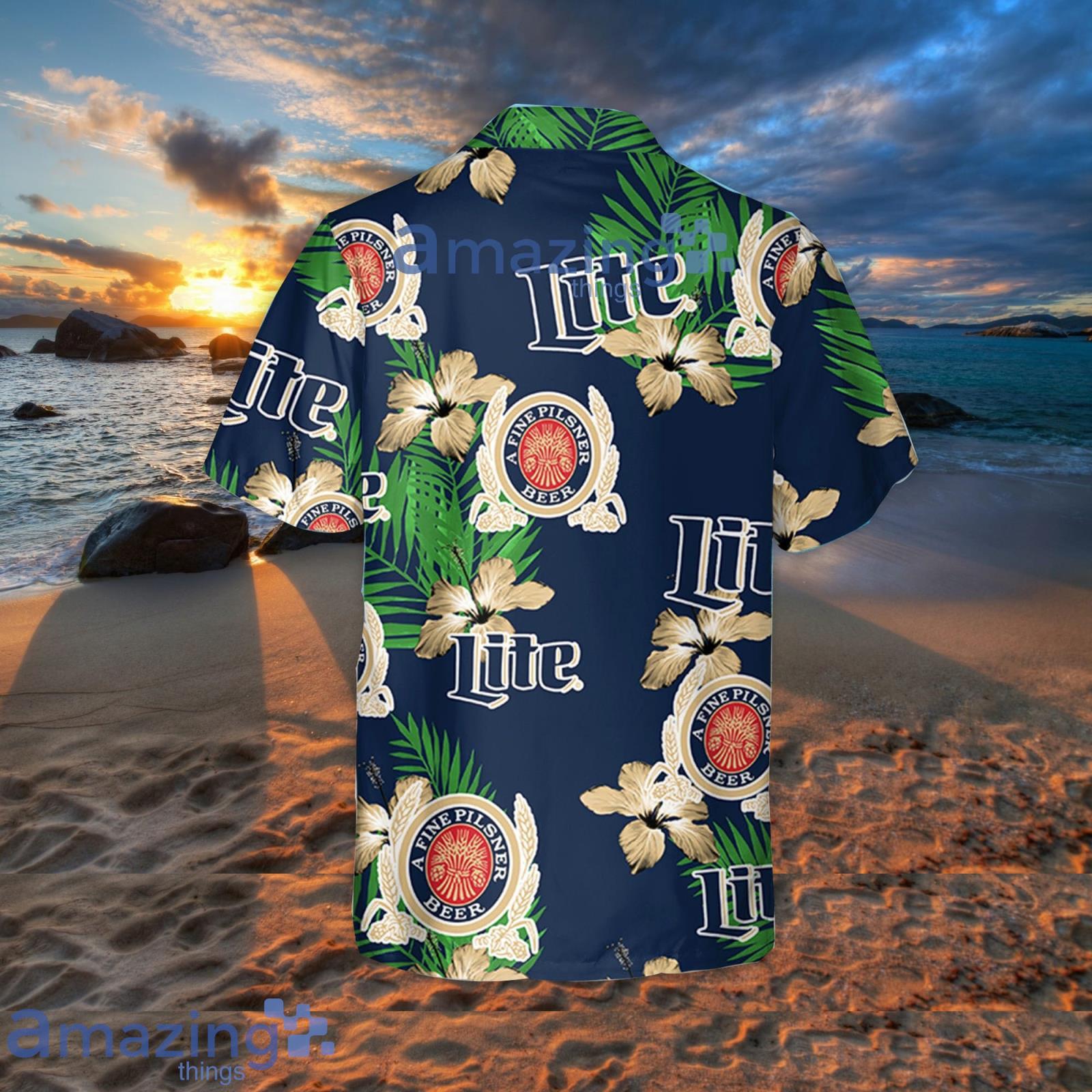 Miller Lite Beach Shirt Beer Summer Flower Summer Gift Hawaiian