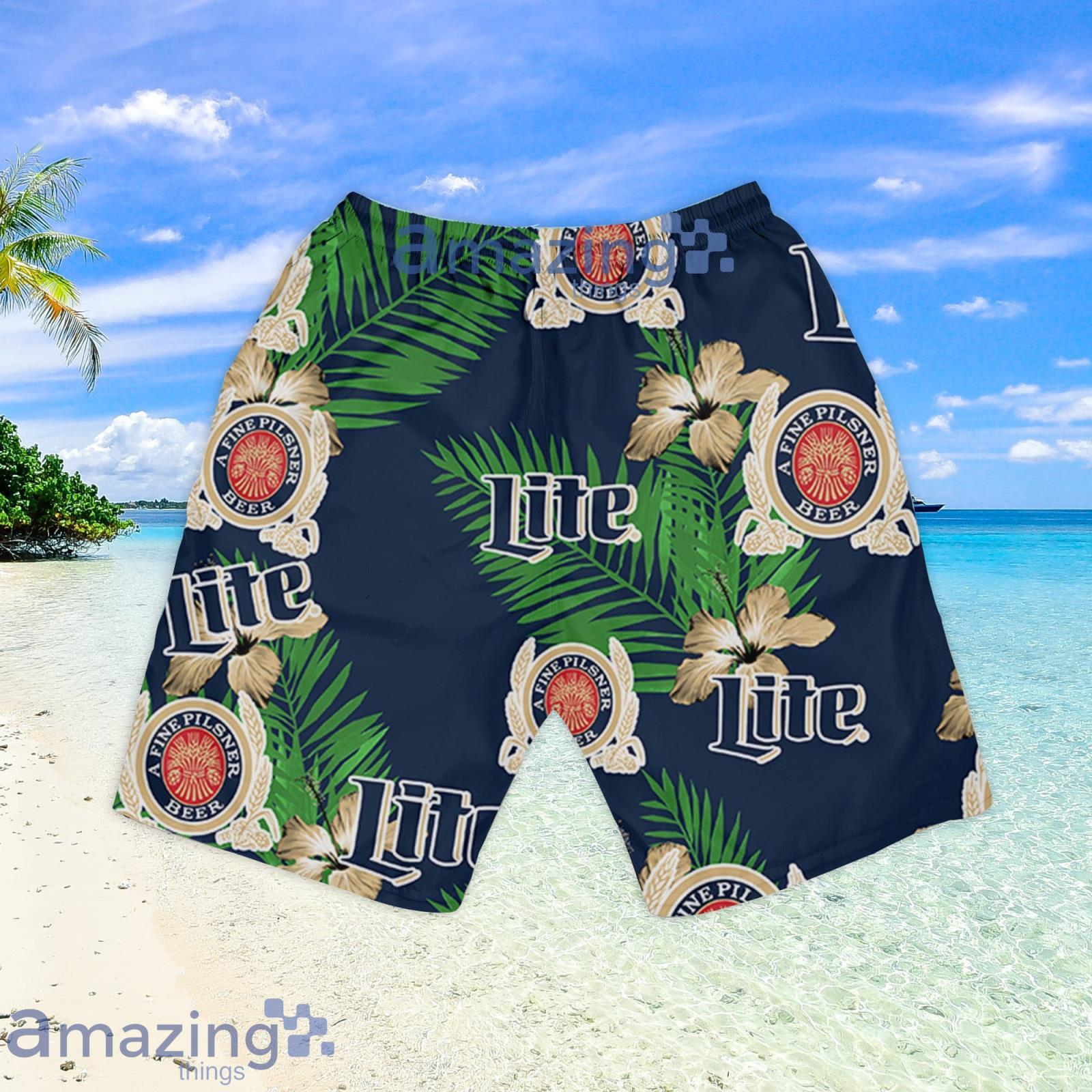Miller Lite Hawaiian Hibiscus Flower Pattern,Tropical Beach Shirt, Hawaiian  Flower Shirt, Hawaiian Beer Shirt - Trendy Aloha