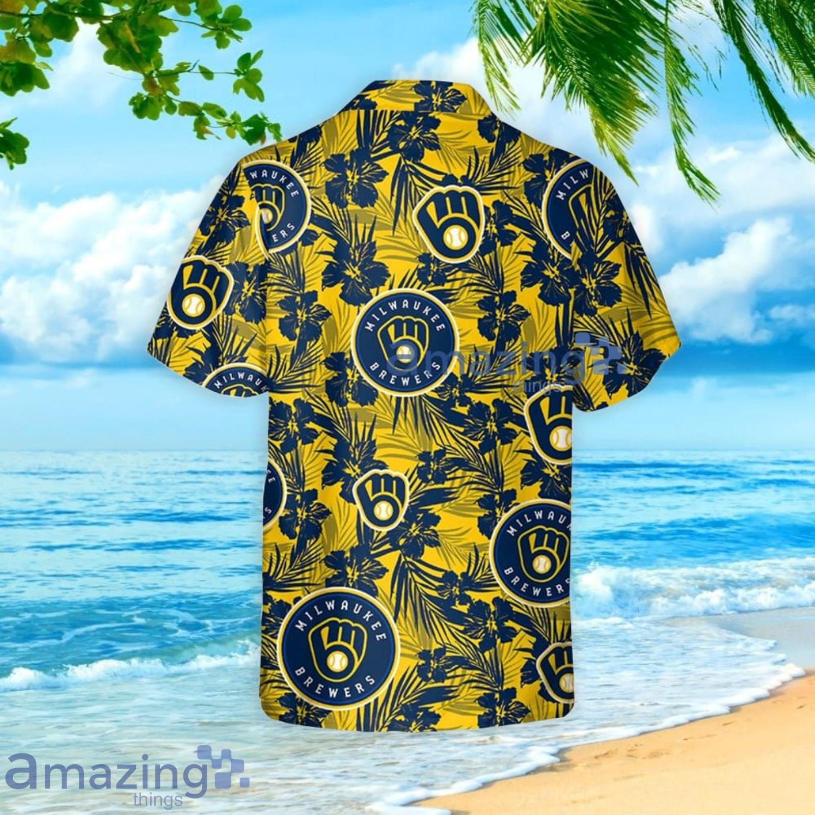 Milwaukee Brewers Hawaiian Shirt Tropical flower gift for fans - Shirt Low  Price