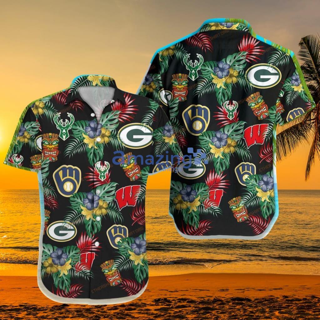 Wisconsin Badgers, Green Bay Packers, Milwaukee Brewers, Milwaukee Bucks  Hawaiian Shirt And Short