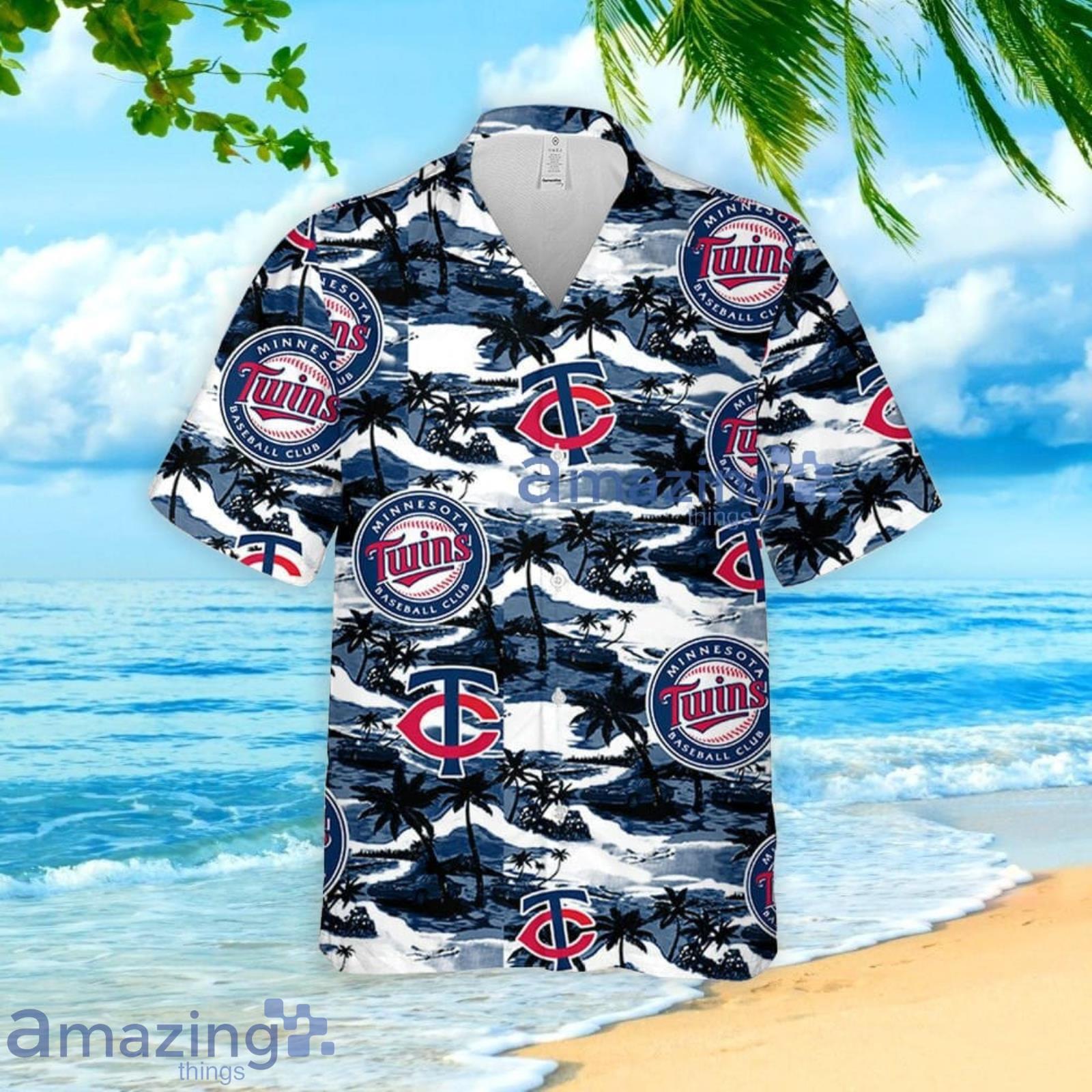 Minnesota Twins Vintage Sea Island Pattern Hawaiian Shirt And