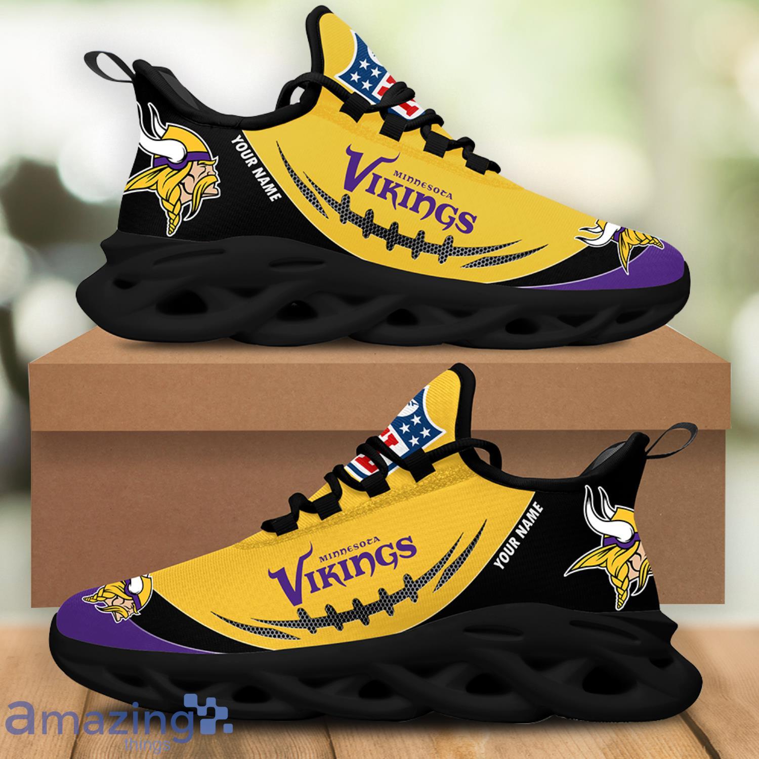 Minnesota Vikings Custom Name For Fans NFL Max Soul Shoes Men And Women  Running Shoes