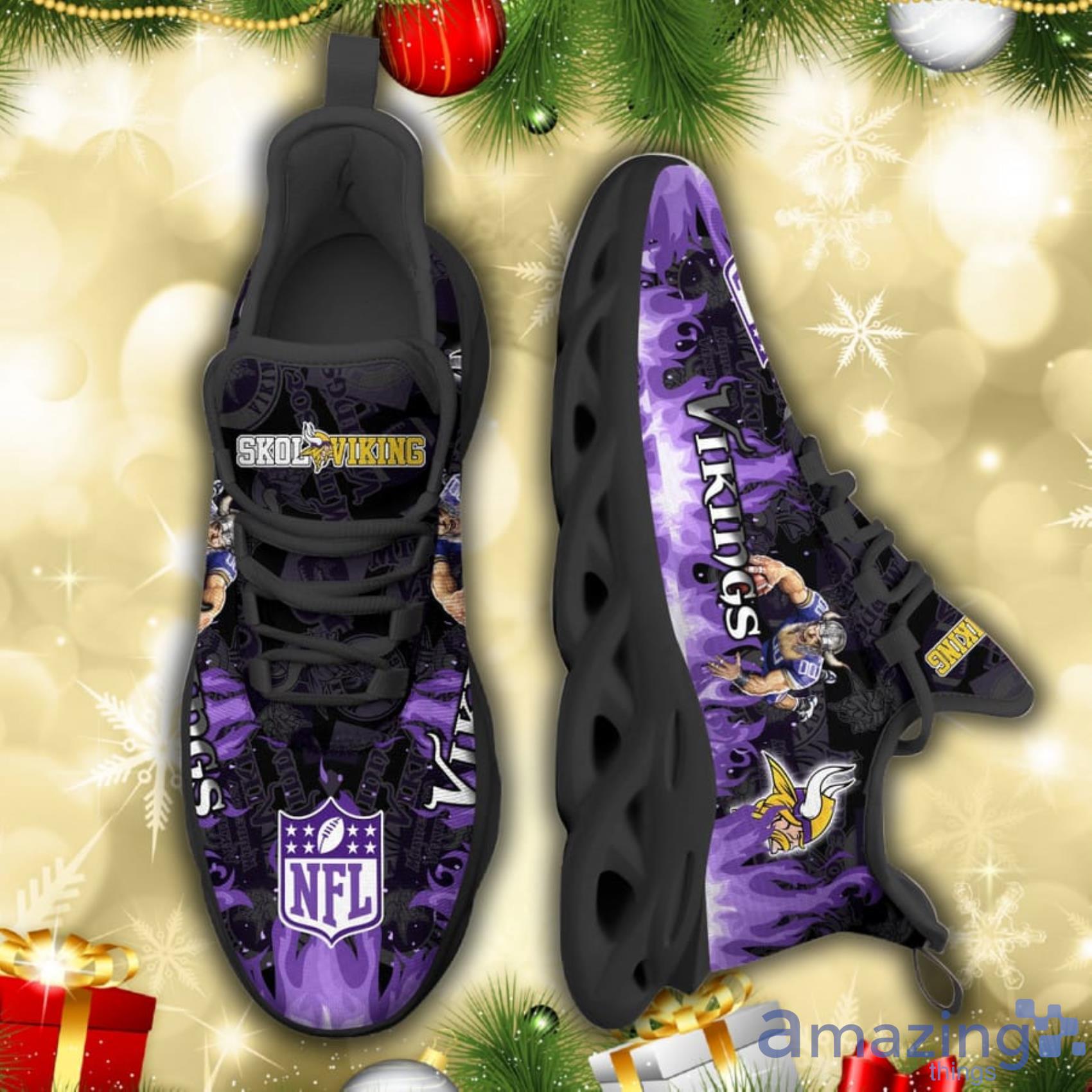 Minnesota Vikings NFL Fire Flame Pattern Sport Shoes For Fans Max Soul Shoes  - YesItCustom