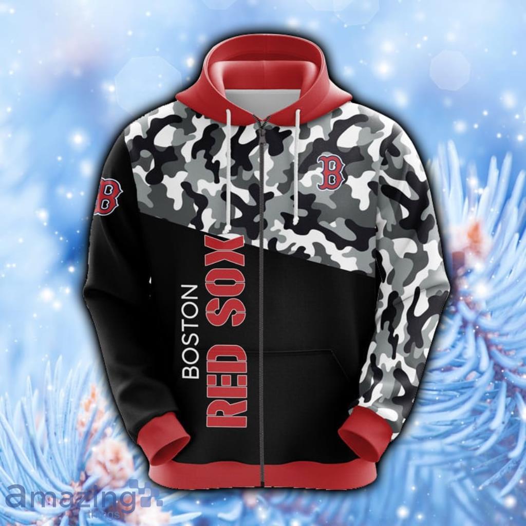 MLB Boston Red Sox Camouflage Hoodie, Zip Hoodie 3D All Over Print - 1