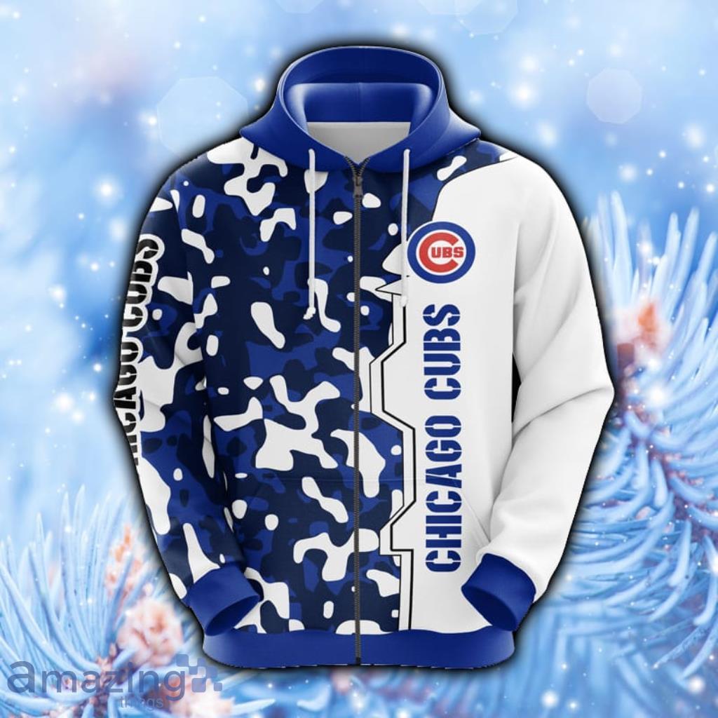 MLB Chicago Cubs Camouflage Blue Hoodie, Zip Hoodie 3D All Over Print - 1