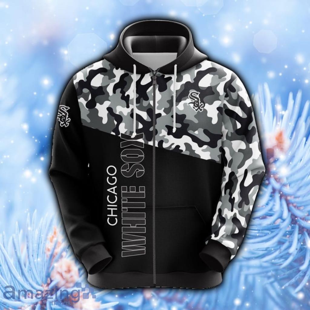 MLB Chicago White Sox Camouflage Hoodie, Zip Hoodie 3D All Over Print - 1