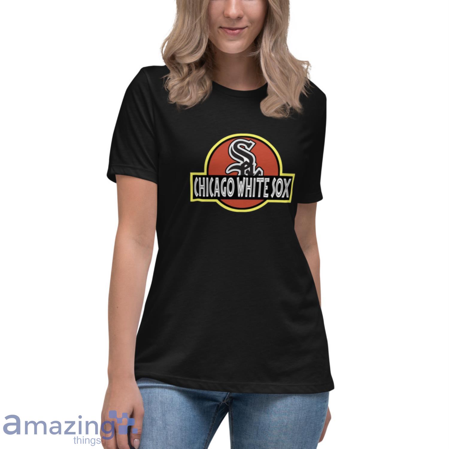 MLB Chicago White Sox Jurassic Park Dinosaur Movie Baseball Sports T Shirt image MLB Chicago White Sox Jurassic Park Dinosaur Movie Baseball Sports T Shirt - Womens Relaxed Short Sleeve Jersey Tee