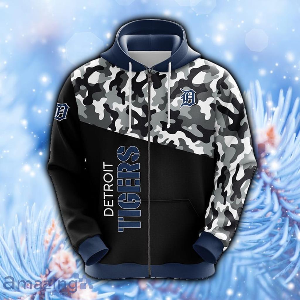 MLB Detroit Tigers Camouflage Hoodie, Zip Hoodie 3D All Over Print - 1