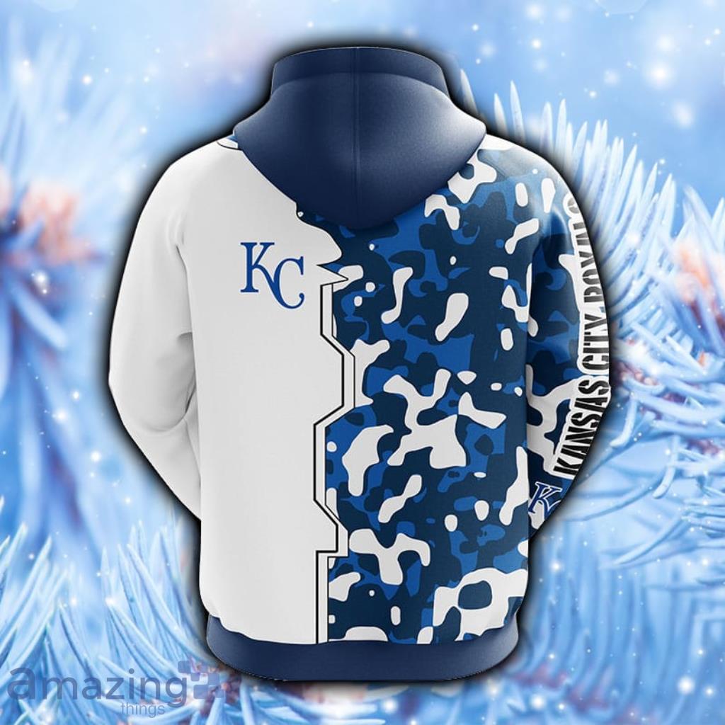 MLB Kansas City Royals Camouflage Blue Hoodie, Zip Hoodie 3D All