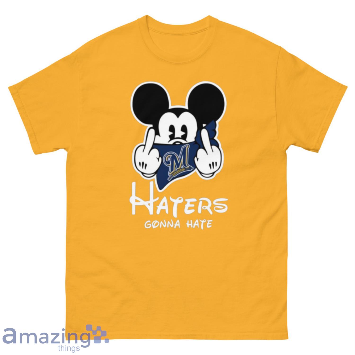 MLB Milwaukee Brewers Haters Gonna Hate Mickey Mouse Disney Baseball T-Shirt Sweatshirt Hoodie - 500 Men’s Classic Tee Gildan-1 MLB Milwaukee Brewers Haters Gonna Hate Mickey Mouse Disney Baseball T-Shirt Sweatshirt Hoodie - 500 Men’s Classic Tee Gildan-1