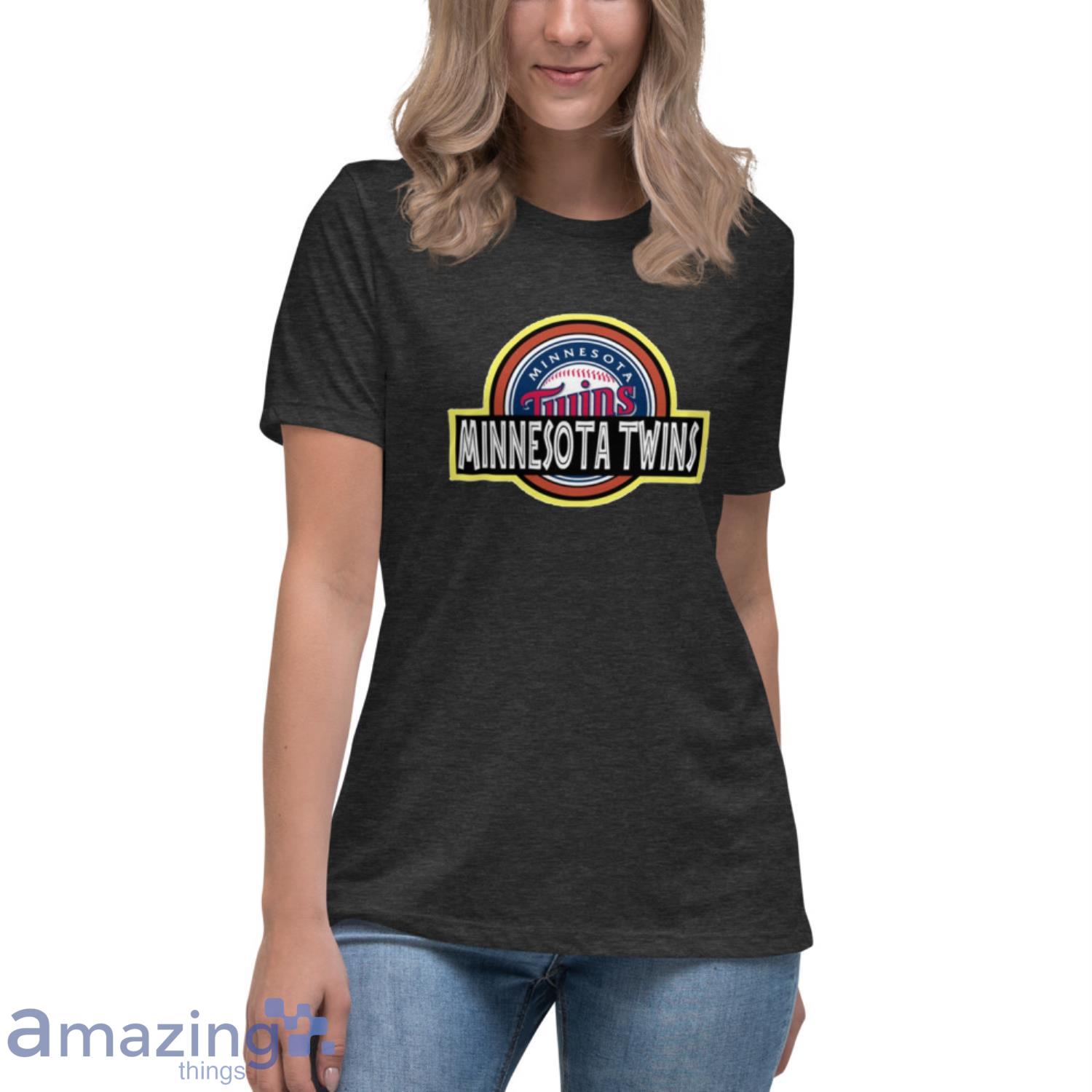 MLB Minnesota Twins Jurassic Park Dinosaur Movie Baseball Sports Shirt image MLB Minnesota Twins Jurassic Park Dinosaur Movie Baseball Sports Shirt - Womens Relaxed Short Sleeve Jersey Tee