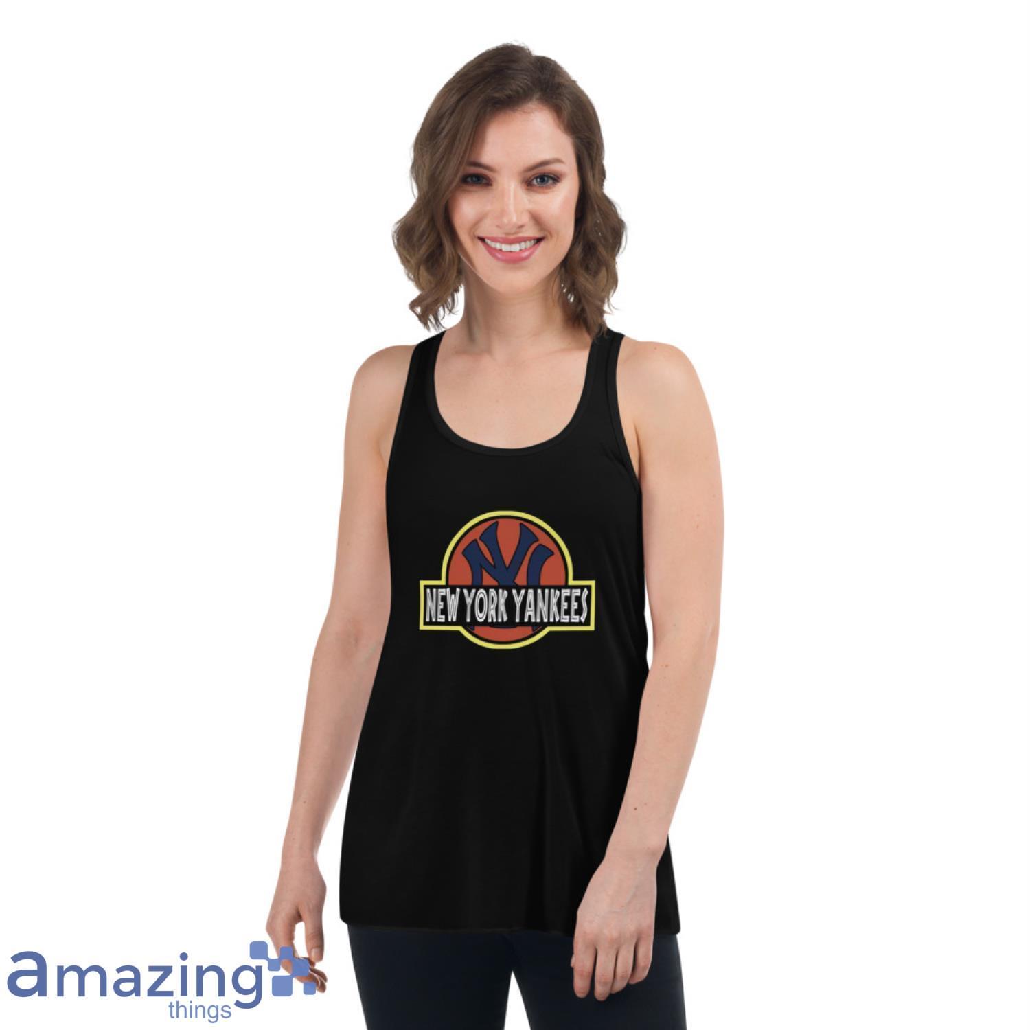 MLB New York Yankees Jurassic Park Dinosaur Movie Baseball Sports T Shirt image MLB New York Yankees Jurassic Park Dinosaur Movie Baseball Sports T Shirt - Womens Flowy Racerback Tank