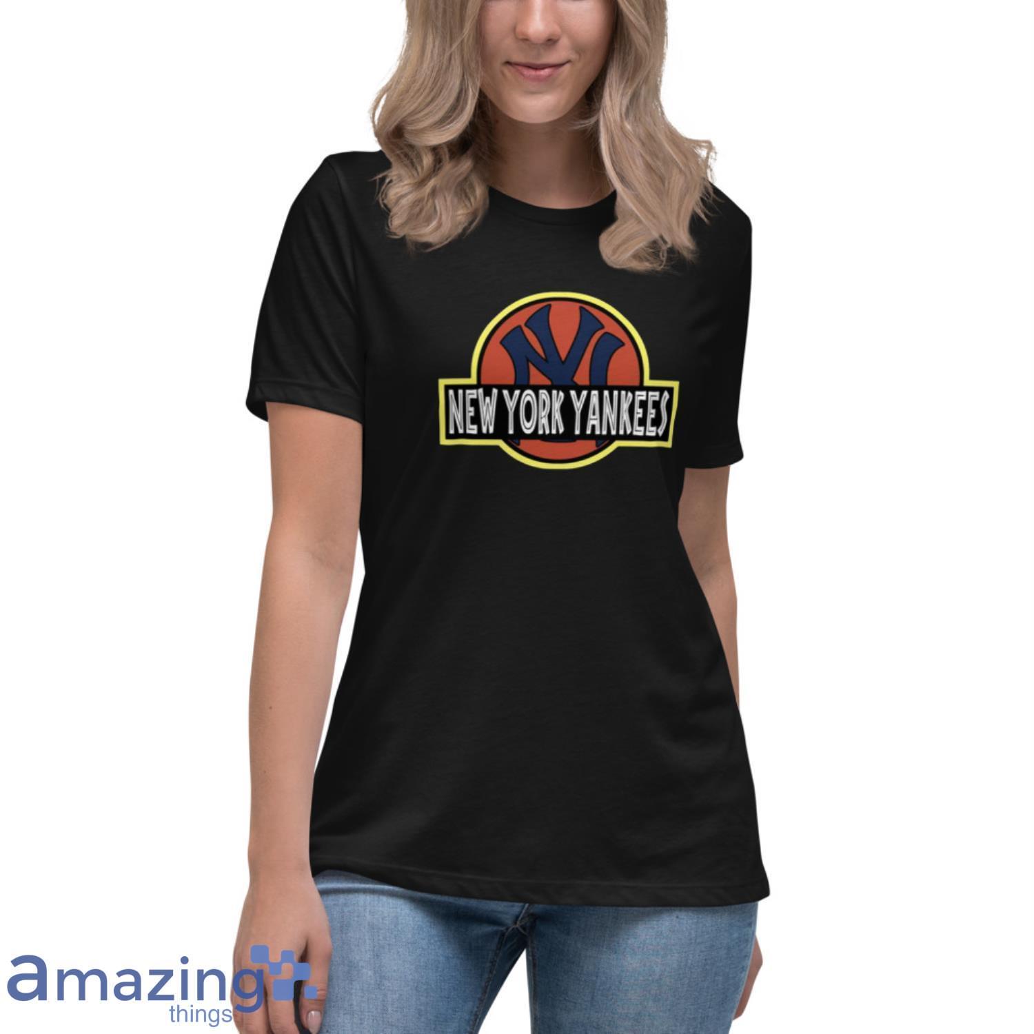 MLB New York Yankees Jurassic Park Dinosaur Movie Baseball Sports T Shirt image MLB New York Yankees Jurassic Park Dinosaur Movie Baseball Sports T Shirt - Womens Relaxed Short Sleeve Jersey Tee