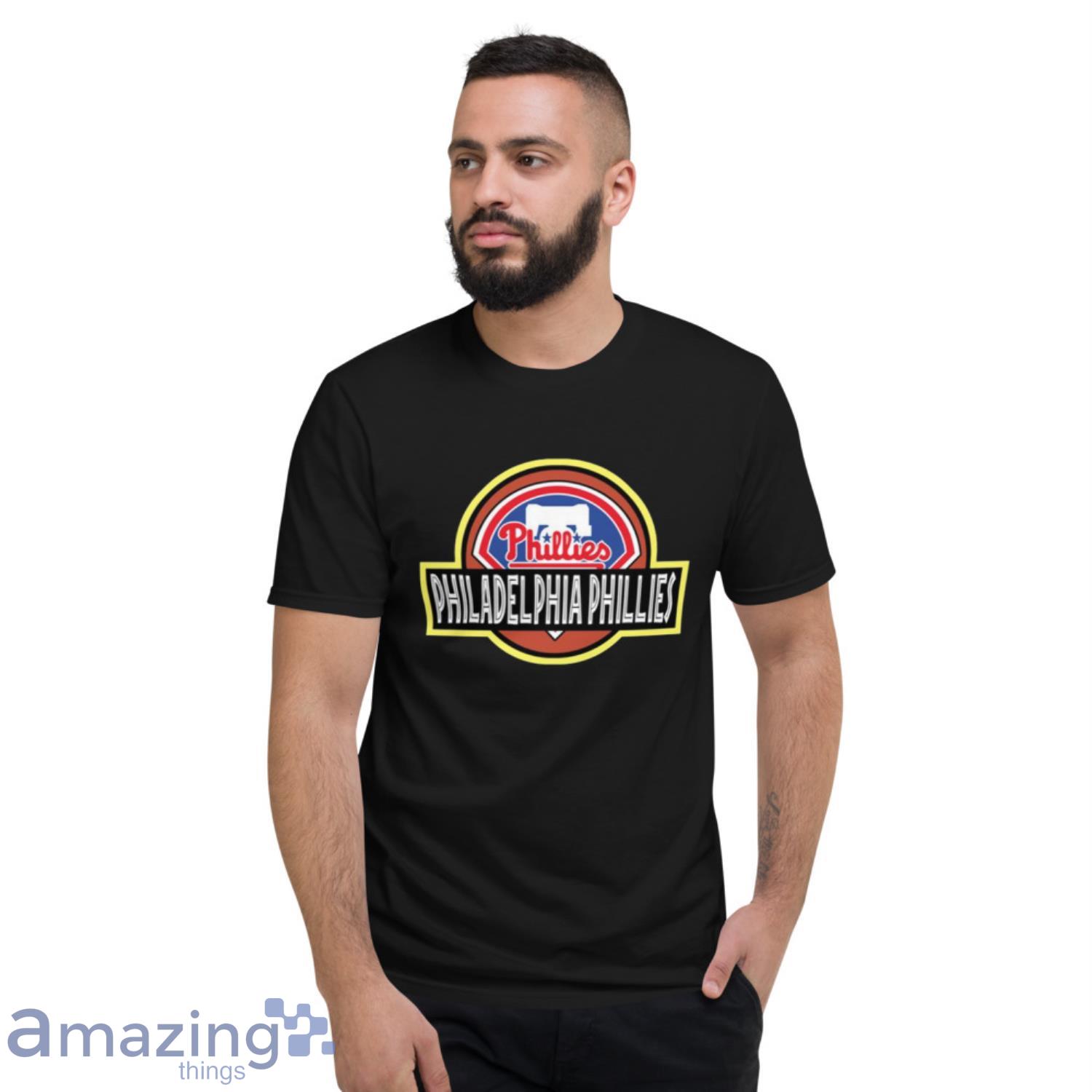 MLB Philadelphia Phillies Jurassic Park Dinosaur Movie Baseball Sports T Shirt image MLB Philadelphia Phillies Jurassic Park Dinosaur Movie Baseball Sports T Shirt - Short Sleeve T-Shirt