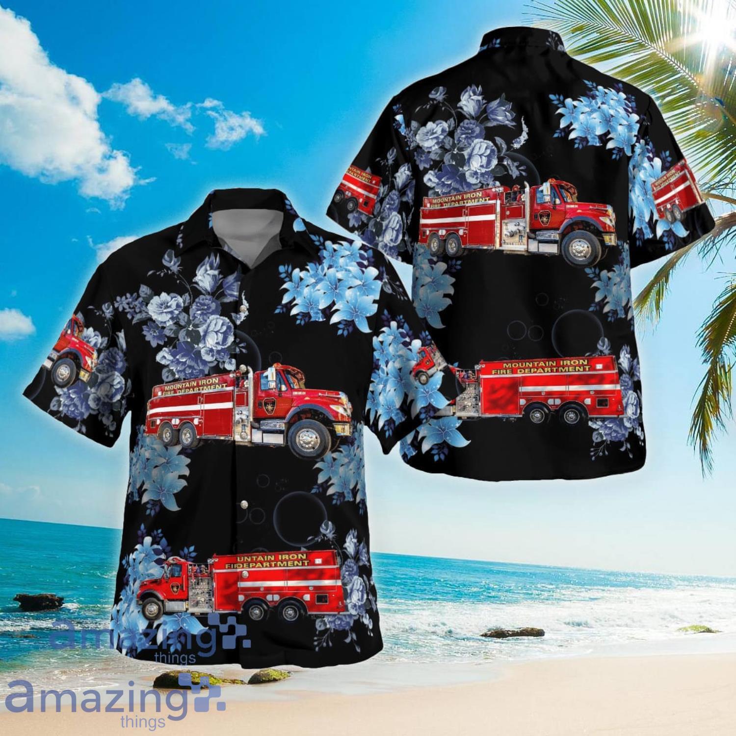 Mountain Iron Fire Department Aloha Short Sleeve Hawaiian Shirt Summer Gift Product Photo 1