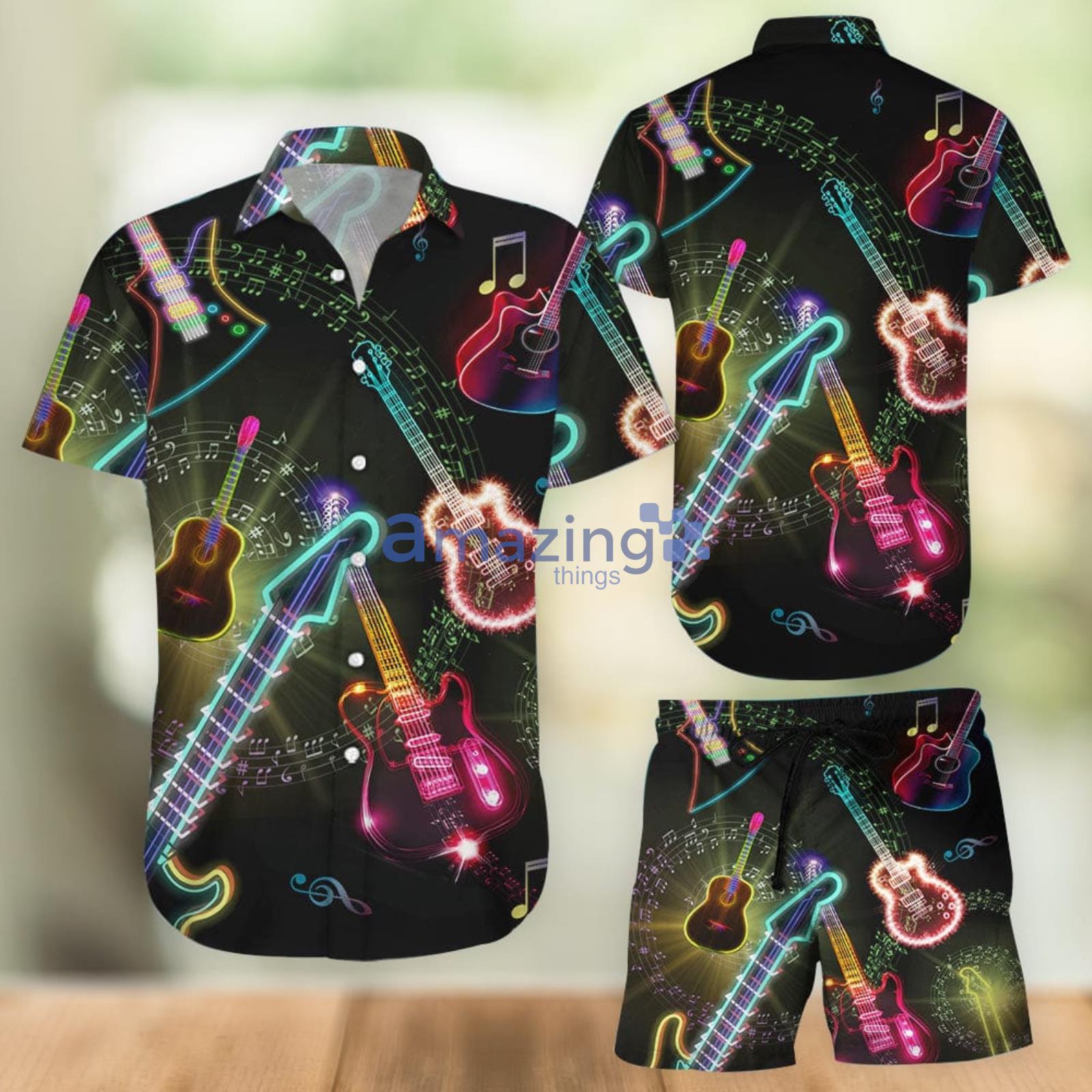 Musical Instruments Combo Hawaiian Shirt And Shorts Summer Set Holiday Gift Product Photo 1