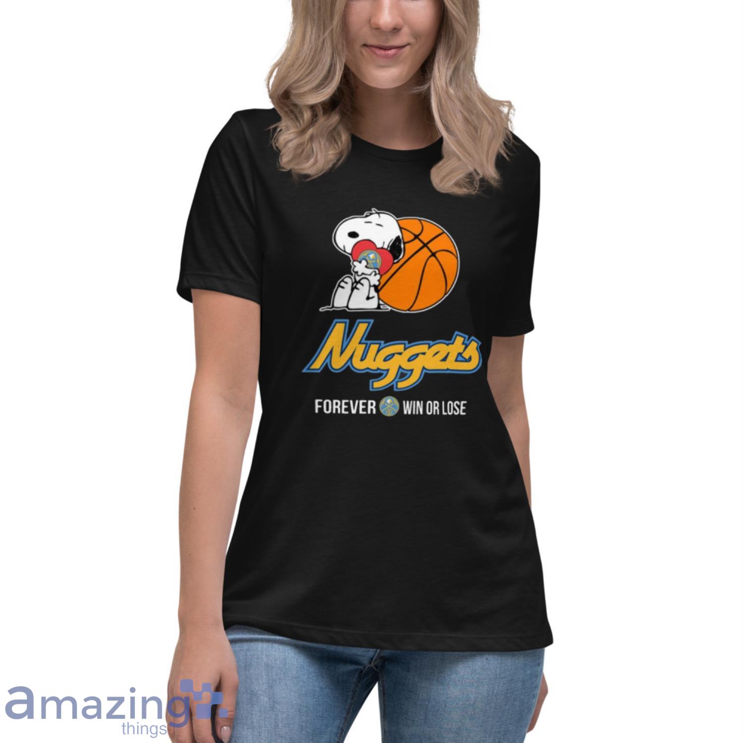NBA The Peanuts Movie Snoopy Forever Win Or Lose Basketball Denver Nuggets T Shirt image NBA The Peanuts Movie Snoopy Forever Win Or Lose Basketball Denver Nuggets T Shirt - Womens Relaxed Short Sleeve Jersey Tee
