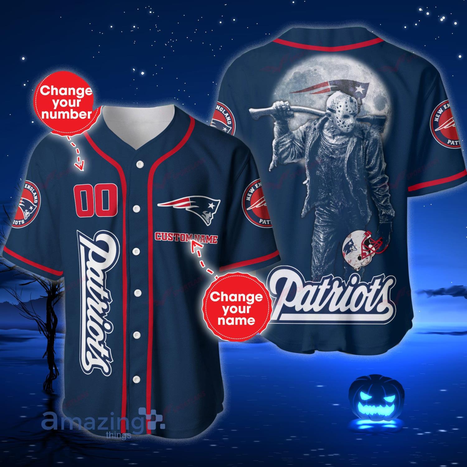 New England Patriots NFL Jason Voorhees Custom Name And Number Baseball Jersey  Shirt