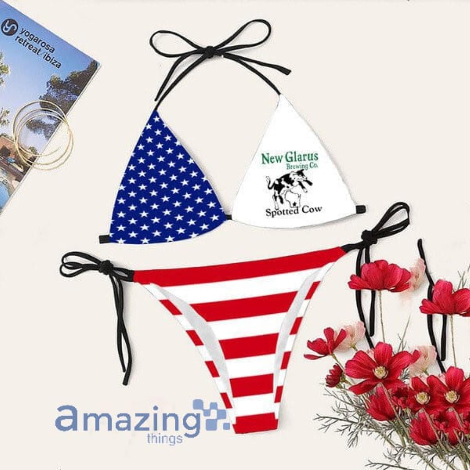 New Glarus Beer American Flag String Bikini Swimsuit Summer Gift Product Photo 1