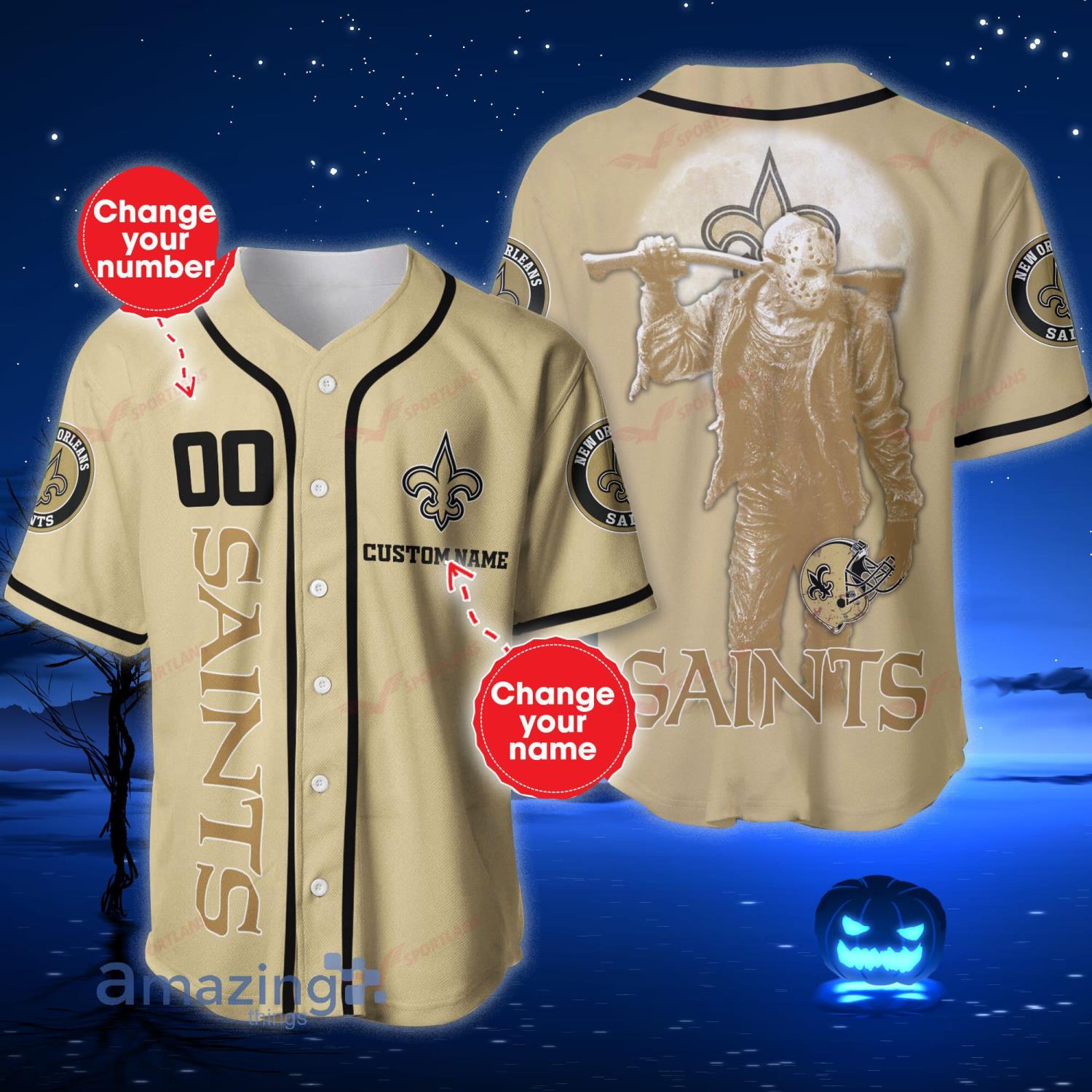 New Orleans Saints NFL Jason Voorhees Custom Name And Number Baseball  Jersey Shirt