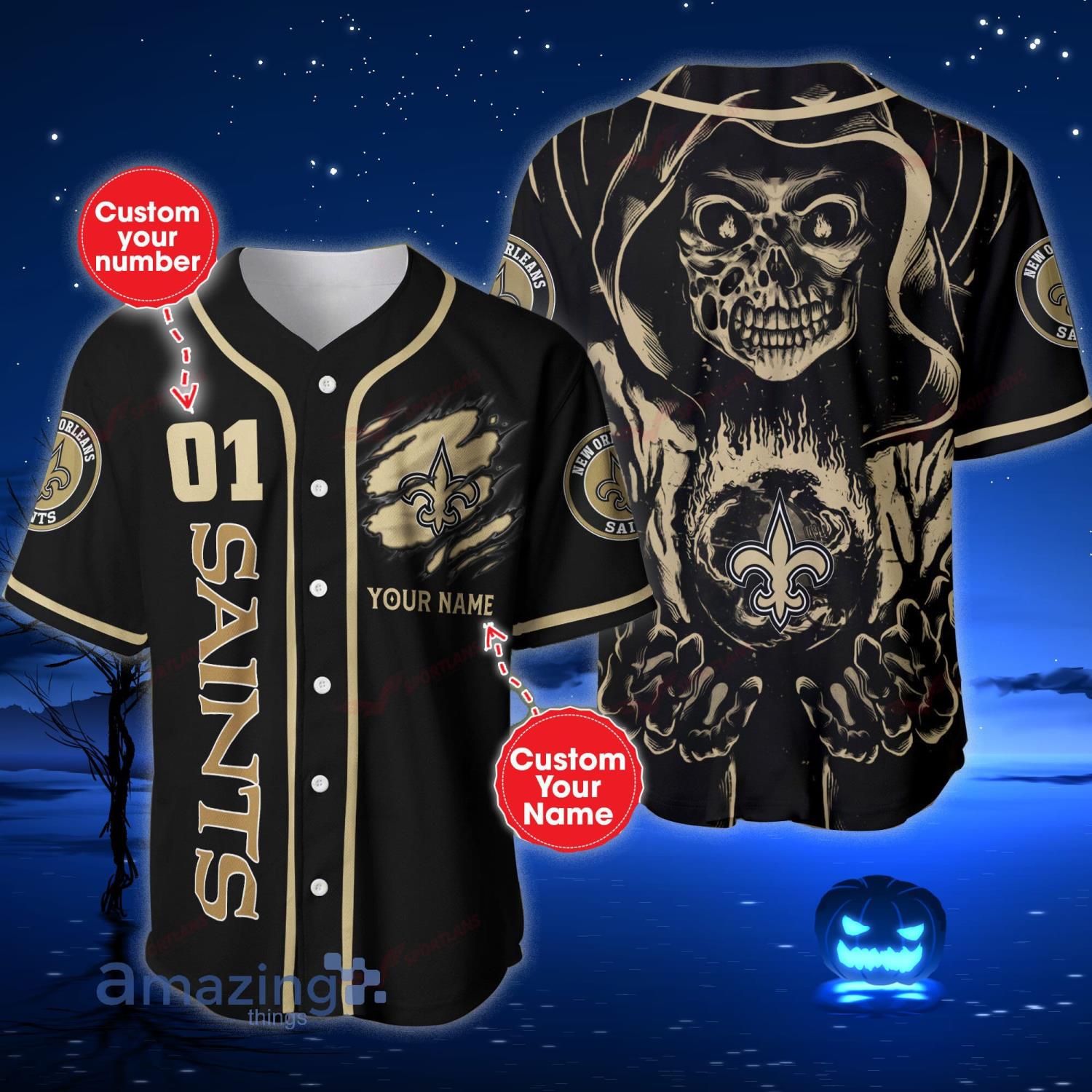 New Orleans Saints NFL Custom Name And Number Baseball Jersey