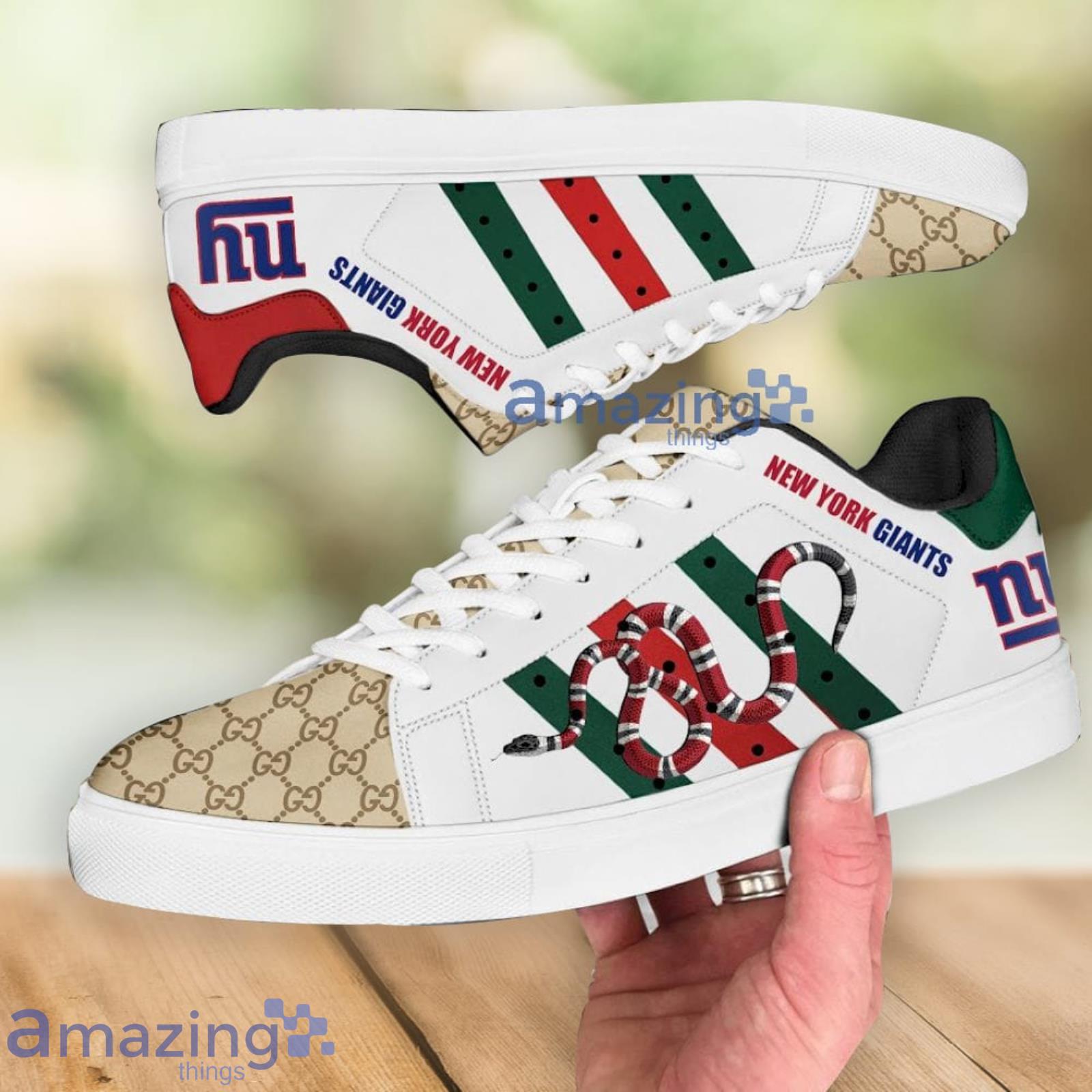 New York Giants Gucci Snake Luxury Low Top Skate Sneakers Shoes