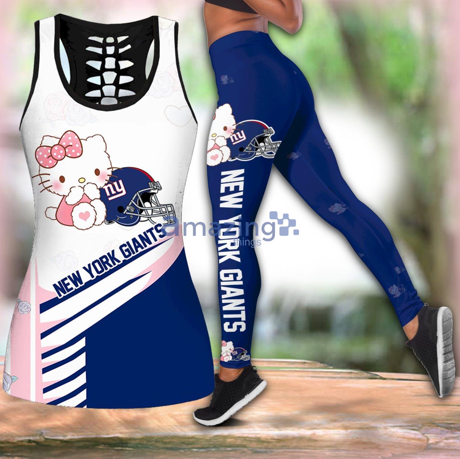 New York Giants Hello Kitty Combo Hollow Tanktop And Leggings For