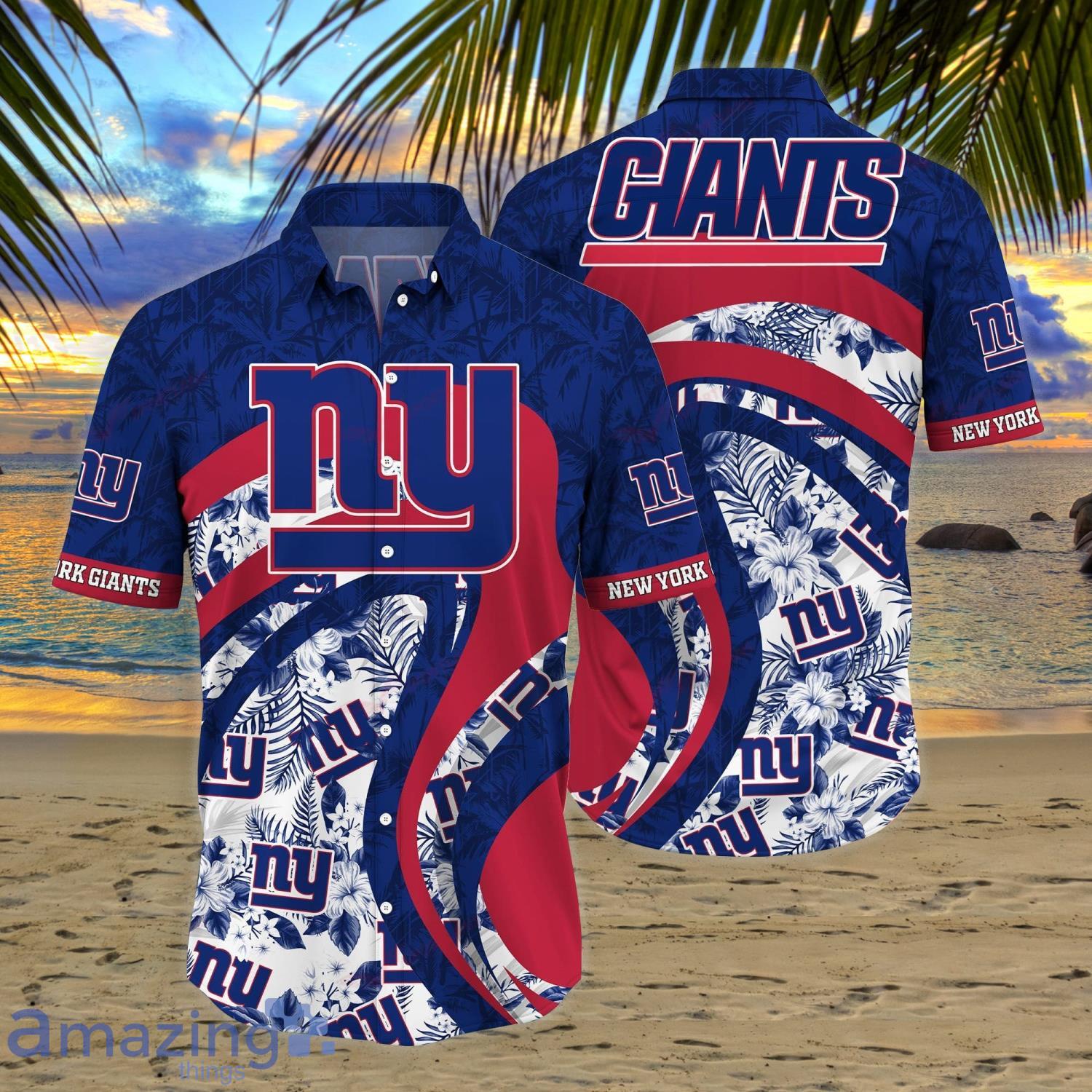 Nfl New York Giants Summer Button Up Summer Hawaiian Shirt And