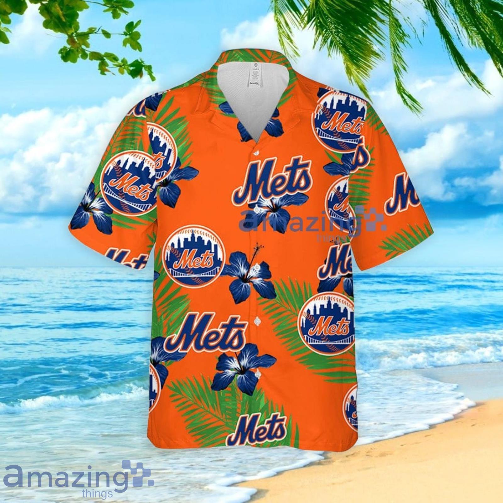 New York Mets MLB Hawaiian Shirt Ocean Hibiscus Custom Name For