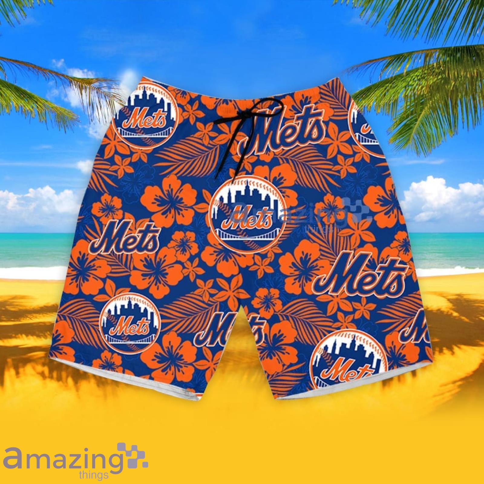 New York Mets Hibiscus Seamless Pattern Hawaiian Shirt And Shorts Summer Gift For Amazin' Mets Fans image New York Mets Hibiscus Seamless Pattern Hawaiian Shirt And Shorts Summer Gift For Amazin Mets Fans Product Photo 5