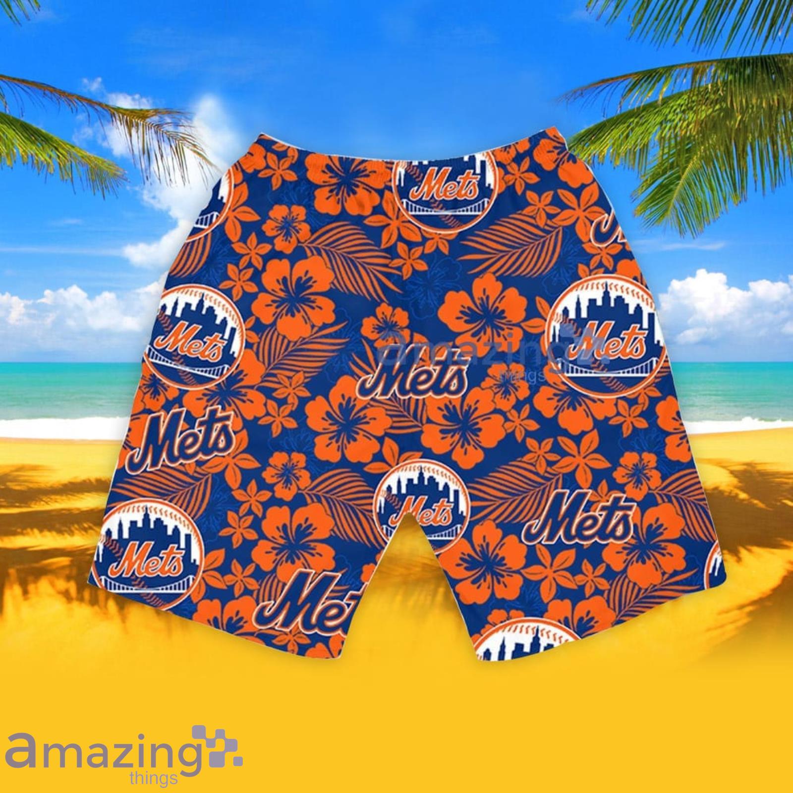 New York Mets Hibiscus Seamless Pattern Hawaiian Shirt And Shorts Summer Gift For Amazin' Mets Fans image New York Mets Hibiscus Seamless Pattern Hawaiian Shirt And Shorts Summer Gift For Amazin Mets Fans Product Photo 6