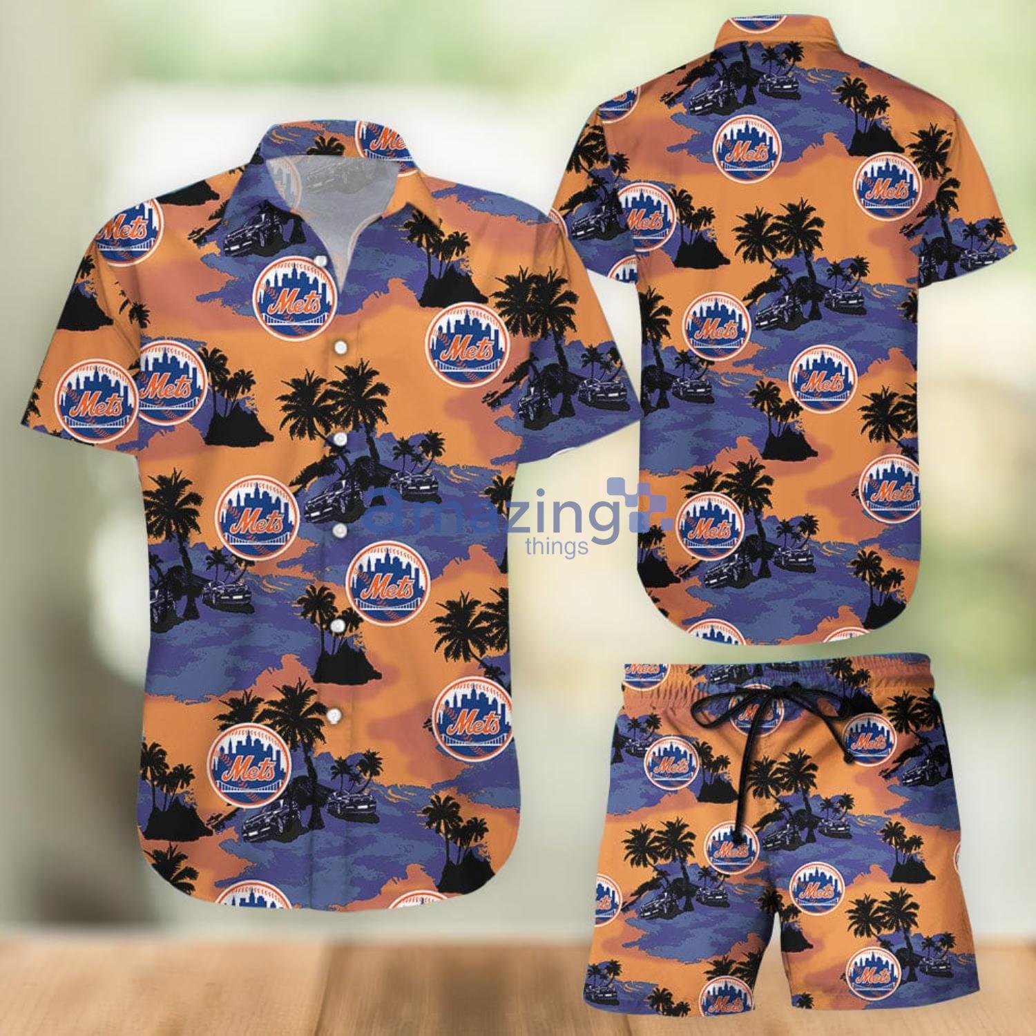 New York Mets Mlb Tommy Bahama Hawaiian Shirt And Short Set