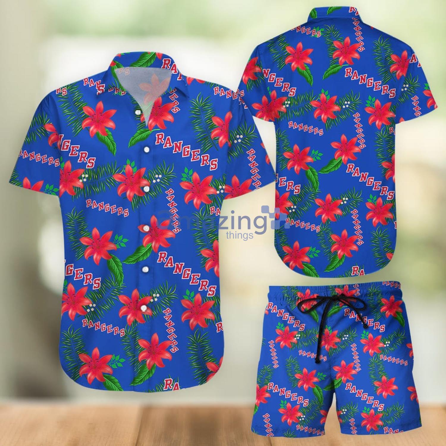 New York Rangers Hawaiian Aloha Shirt Hawaiian Shorts Beach Short Shirt Product Photo 1