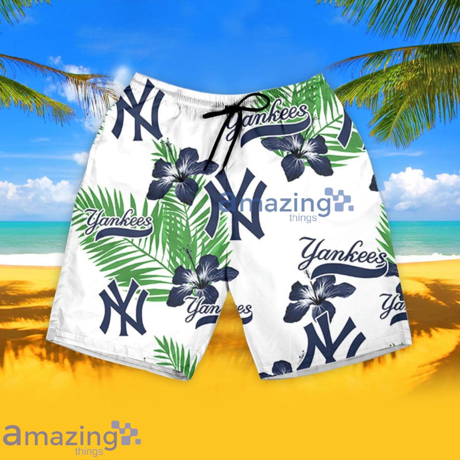 New York Yankees Hibiscus Flower Pattern Hawaiian Shirt And Shorts Summer  Gift For Yankees Fans