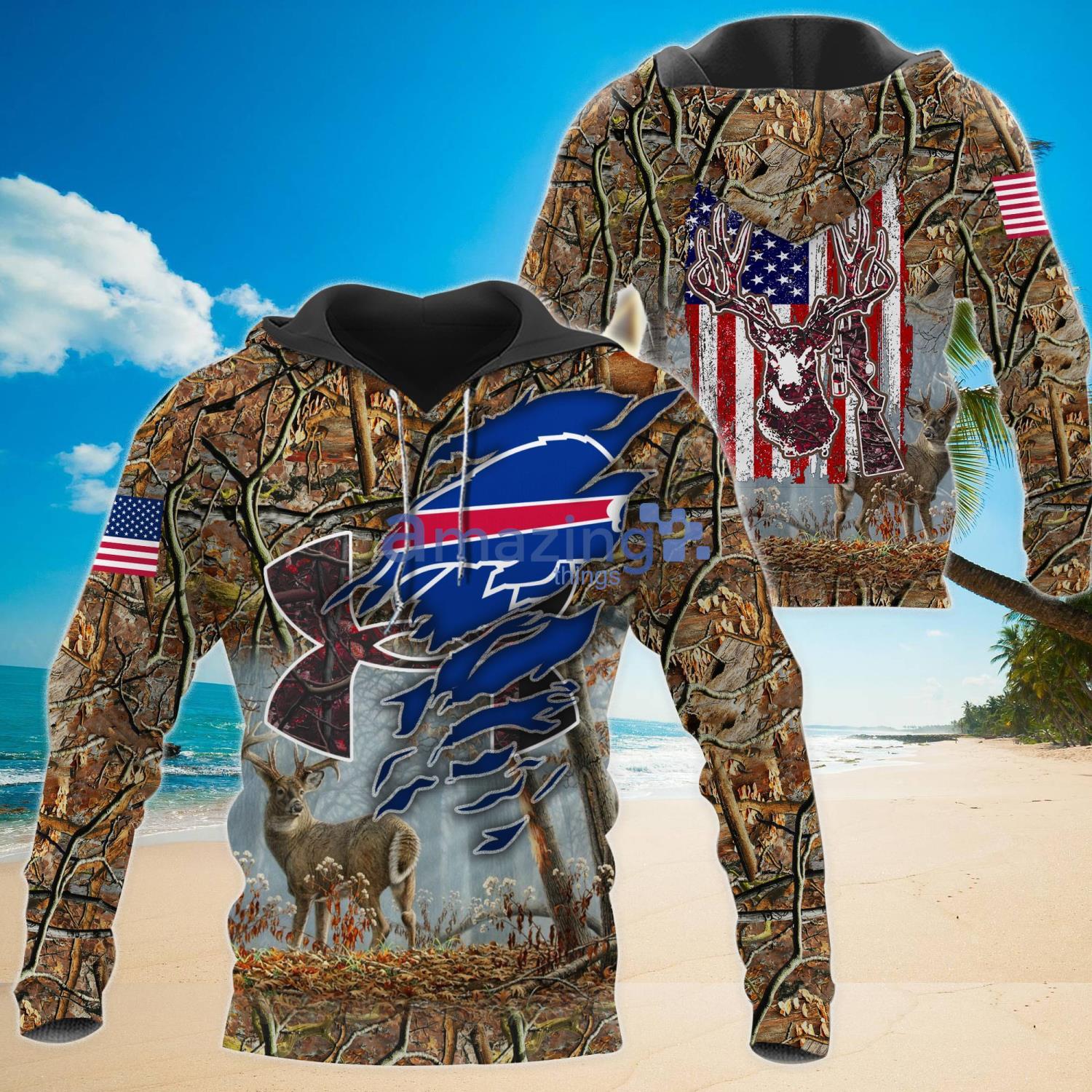 NFL Buffalo Bills Camo And US Flag Pattern All Over Printed 3D Shirt