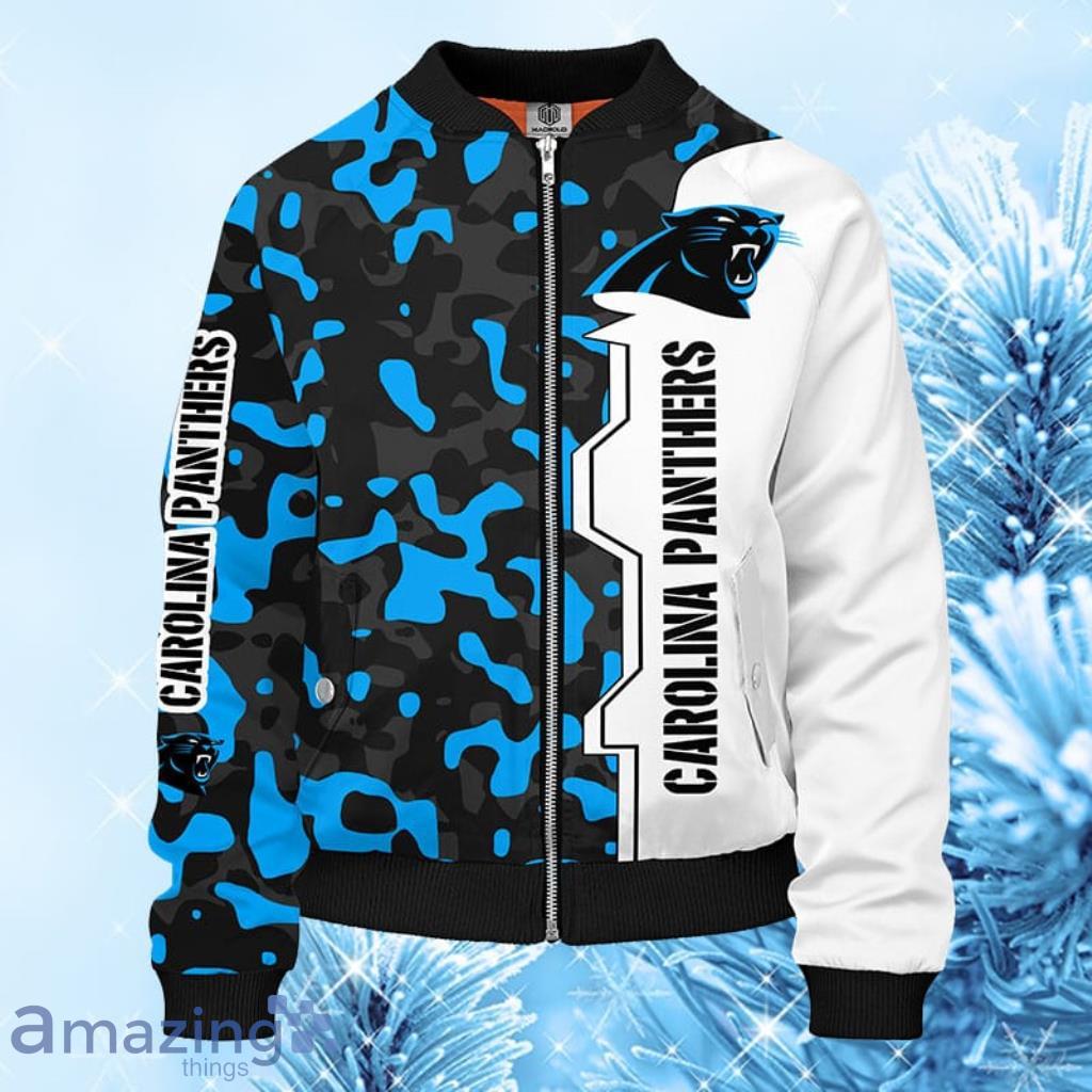 NFL Carolina Panthers Camouflage Blue Bomber Jacket 3D - NFL Carolina Panthers Camouflage Blue Bomber Jacket 3D
