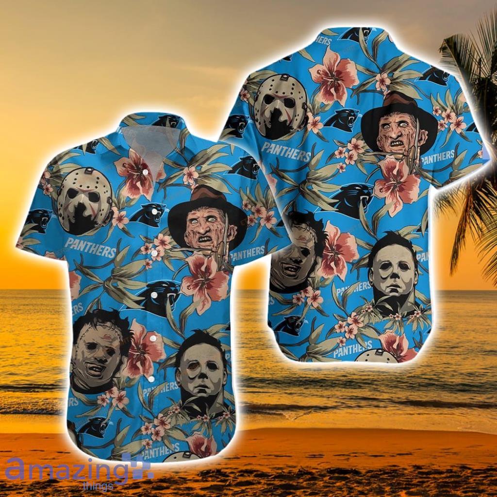 NFL Carolina Panthers Horror Movie Character Halloween Tropical Hawaiian Shirt - 1