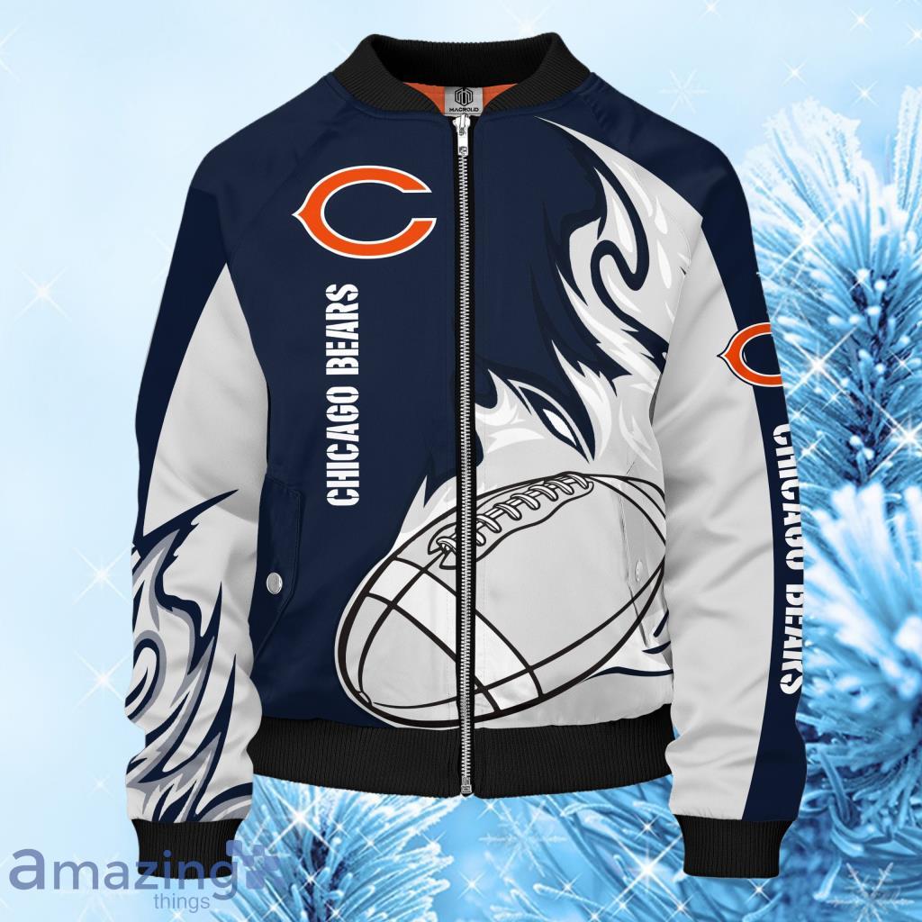 NFL Chicago Bears Blue Bomber Jacket 3D - NFL Chicago Bears Blue Bomber Jacket 3D