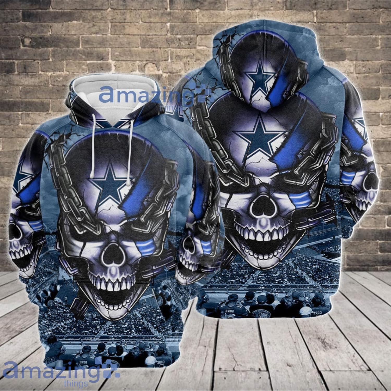 Nfl Dallas Cowboys Skull Men And Women 3D All Over Print Hoodie For Fans