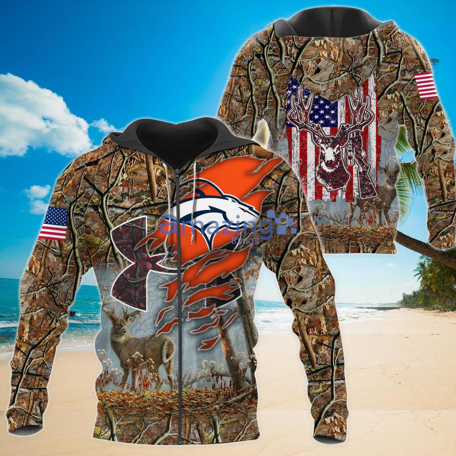 NFL Denver Broncos All Over Print 3D T Shirt USA Flag Camo